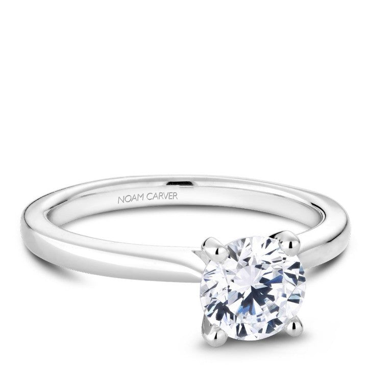 14K White Gold Engagement Ring for Women - Noam Carver R045 01A Diamond Ring - Perfect for Proposals, Anniversaries & Romantic Occasions