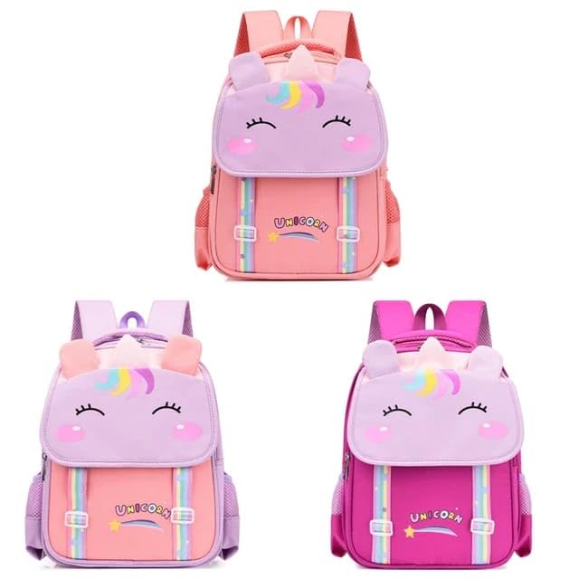 Unicorn Themed Girls Kids Backpack - 3D Cute Cartoon Kindergarten School Bag for Travel & Birthday Gifts (Light Pink) - Perfect for School, Daycare, Travel & Birthday Parties