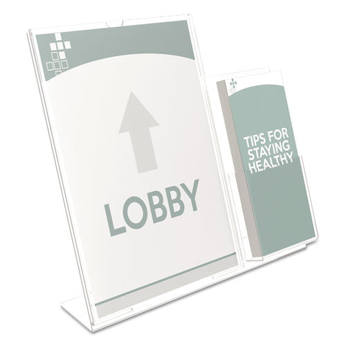 Premium Acrylic Sign Holder with Side Brochure Pocket - 13.5