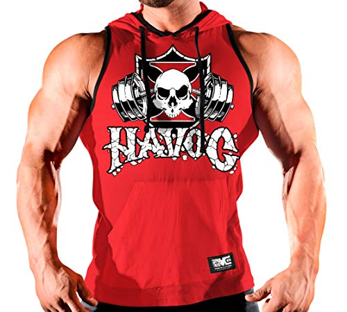 Red/Black Hooded Tank Top W/ Wt/Bk Art