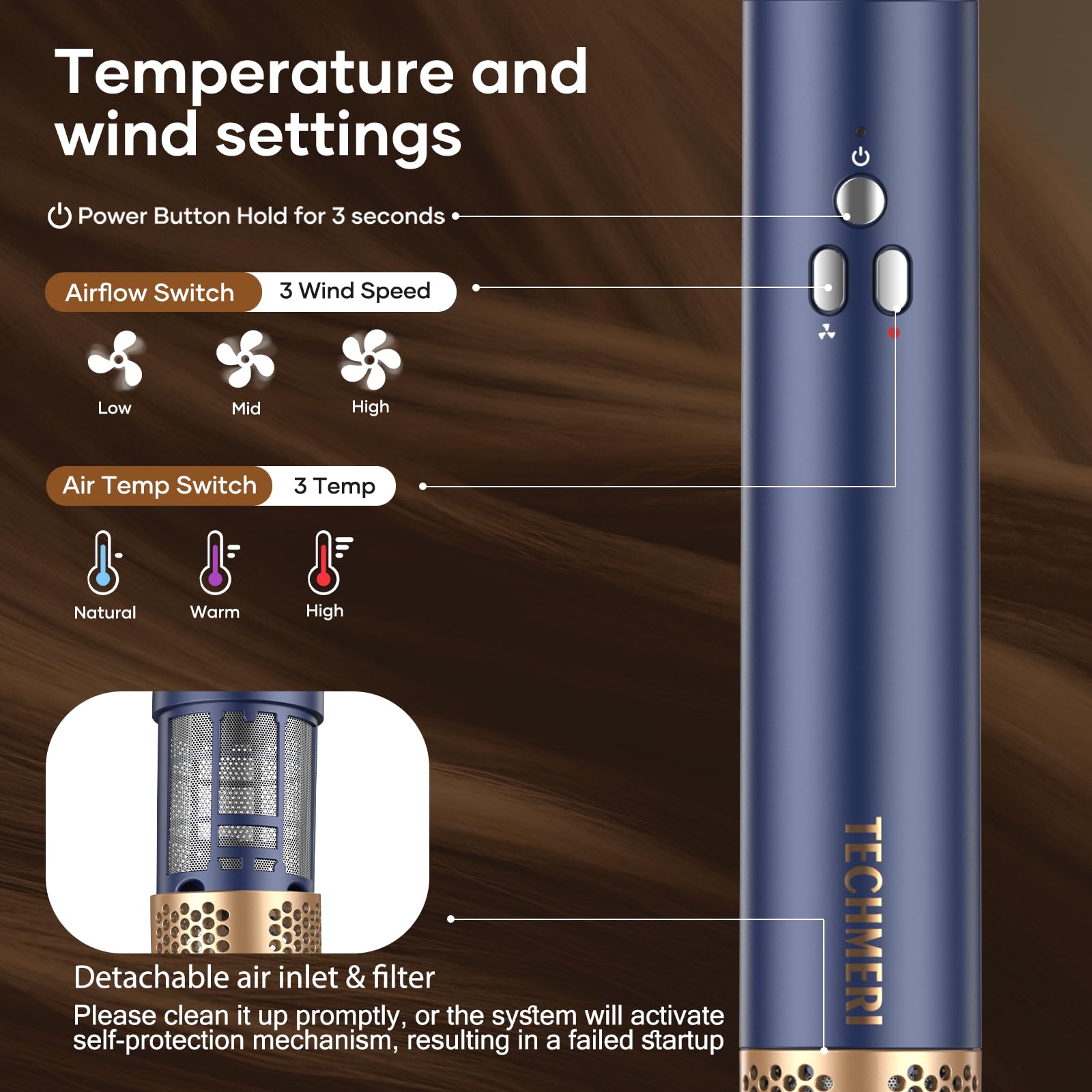 6-in-1 Ionic Hair Dryer Brush with 38m/s High Speed Airflow - Hot Air Styler, Curling & Blow Dryer for Straight & Wavy Hair | Perfect for Salon-Quality Blowouts at Home, Travel & Daily Styling