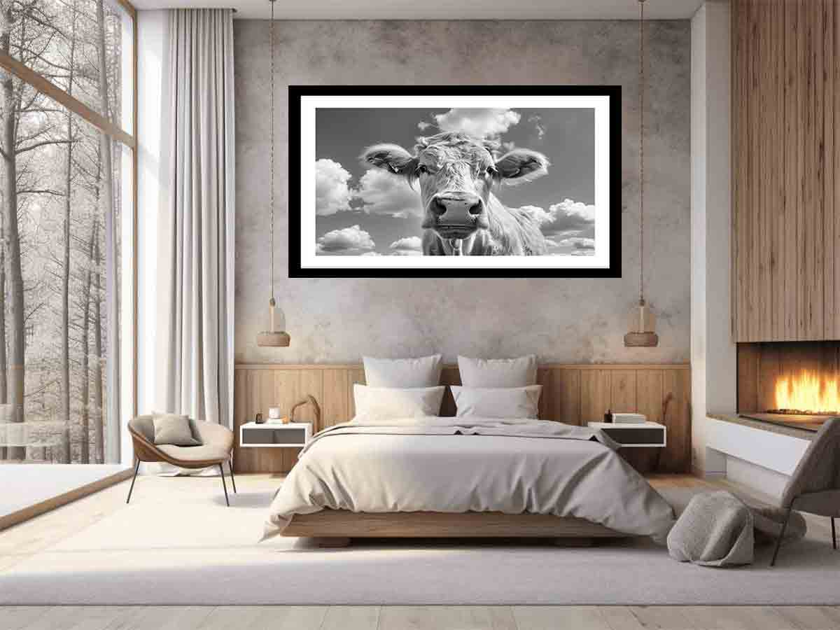 Highland Cow Framed Print - Scottish Cattle Wall Art Decor for Living Room, Bedroom & Office - Perfect Rustic Farmhouse Gift
