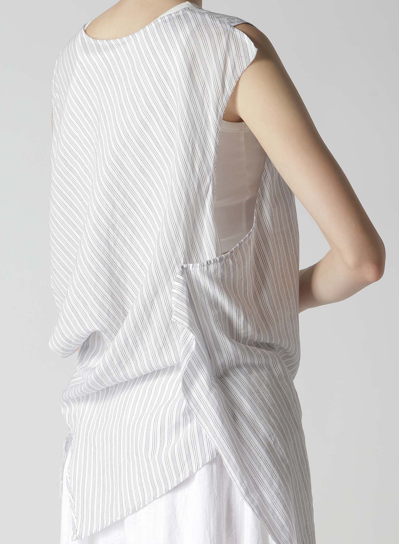 Cotton & Cupro Hard Twisted Dobby Stripe Sleeveless Drape Shirt for Women | Breathable & Stylish Summer Blouse | Perfect for Office Wear, Casual Outings & Special Occasions