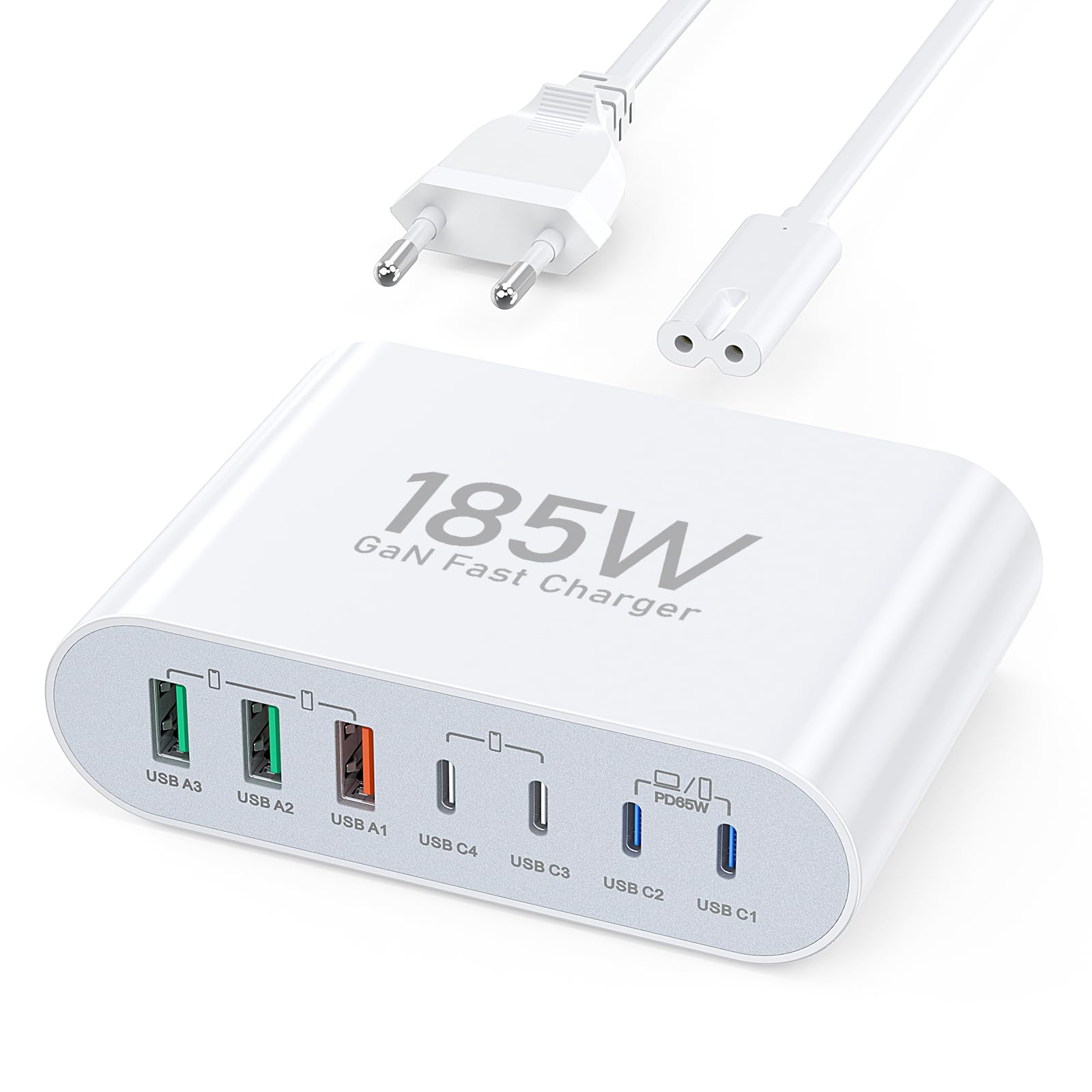 185W 7-Port USB C Charging Station - Fast Multi-Port Desktop Charger for MacBook Pro/Air, iPad, iPhone 15/14/13/12, Samsung Galaxy Note - Perfect for Home Office & Travel Accessories
