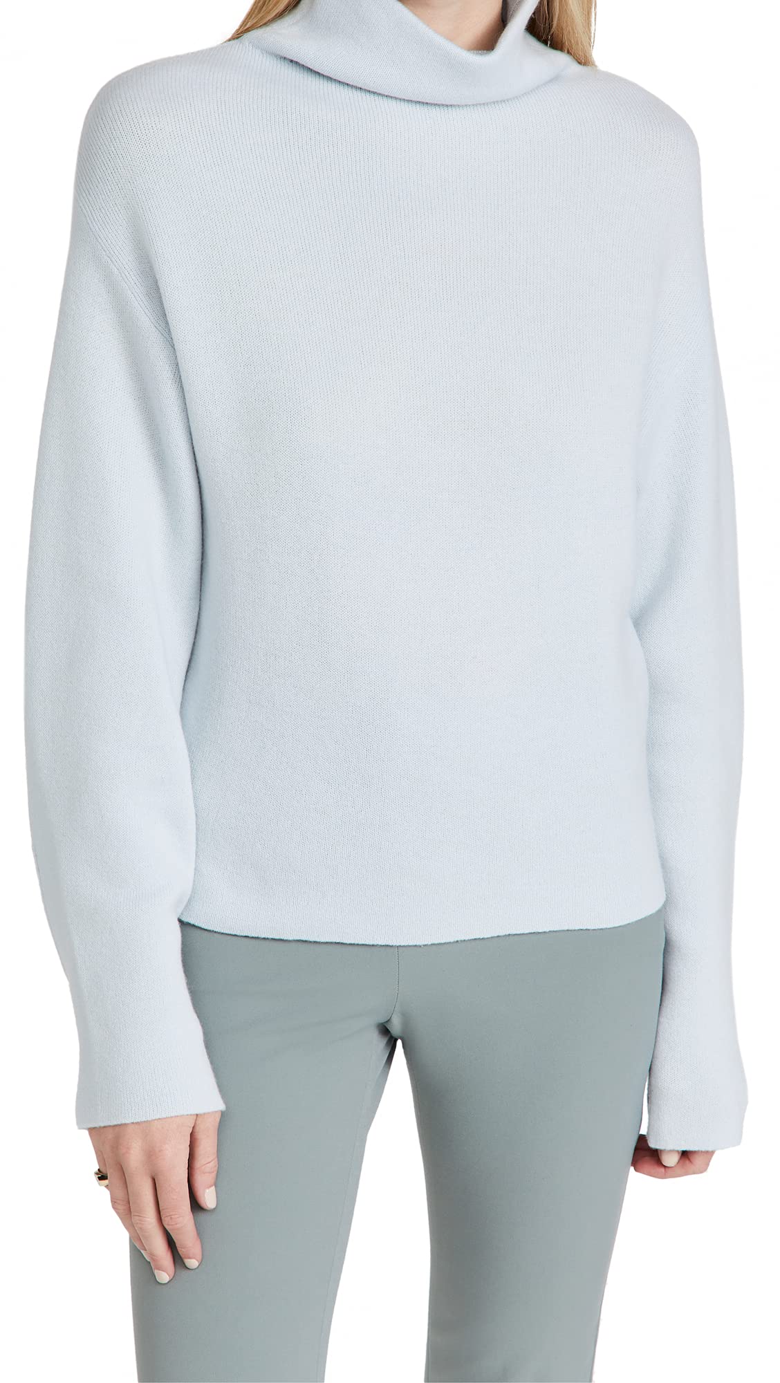 Vince Women's Button Cuff Turtleneck Sweater - Soft Cashmere Blend Long Sleeve Pullover for Work, Office & Winter Outfits