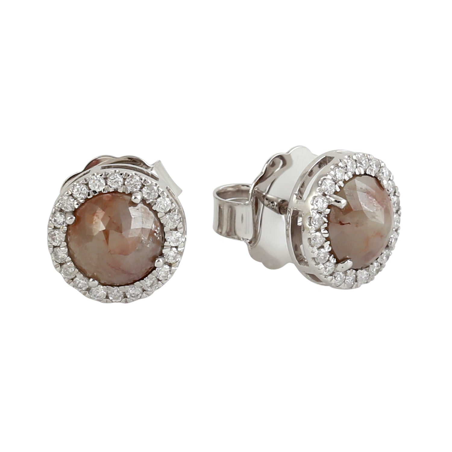 18K White Gold Prong Set Ice Diamond Halo Stud Earrings for Women - Elegant Gift for Anniversary, Birthday & Special Occasions