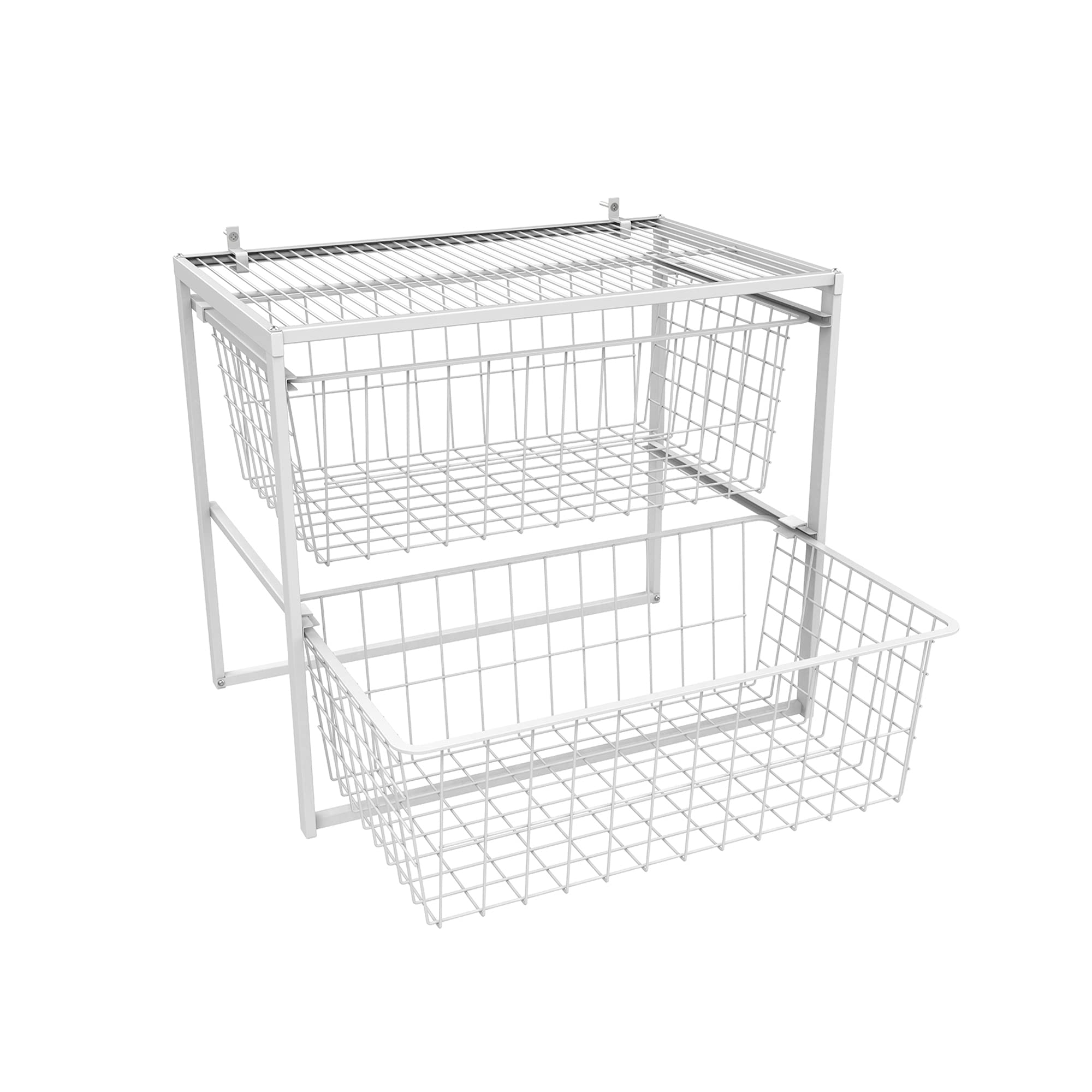 ClosetMaid 2-Drawer Wire Basket Organizer with Shelf - Sturdy Steel Storage for Pantry, Closet, Clothes & Linens - Easy Assembly White - Perfect for Bedroom, Bathroom & Kitchen Organization