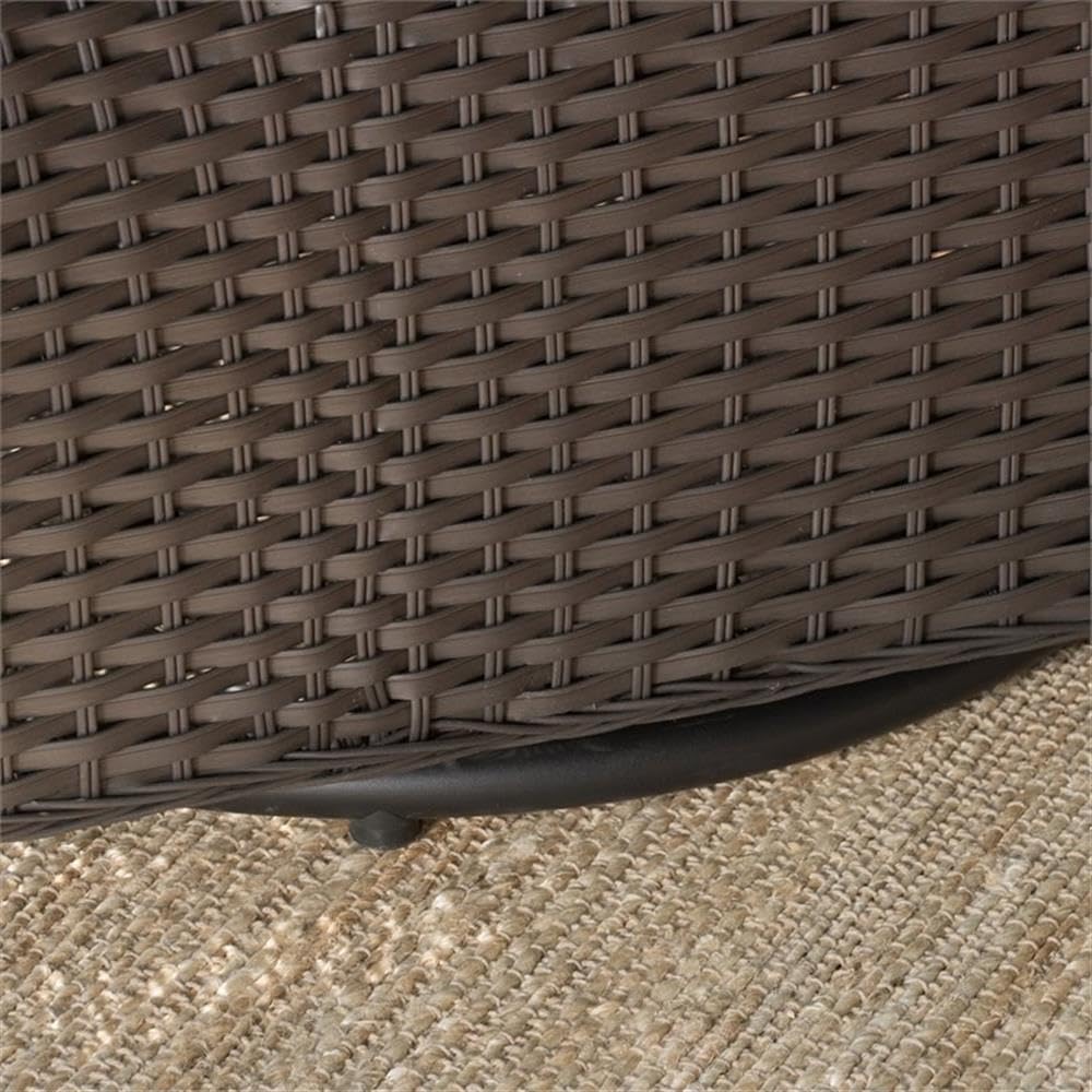 Noble House Amaya Dark Brown Wicker Swivel Rocking Chair with Beige Cushions - Outdoor Patio Furniture for Garden, Porch, and Poolside Relaxation