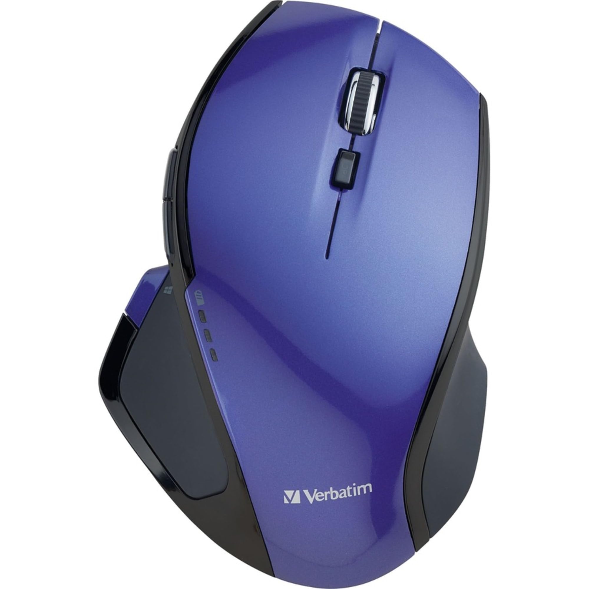 Verbatim Wireless 8-Button Ergonomic Mouse with Blue LED - Portable Purple Mouse for Mac & Windows, Ideal for Office & Home Use