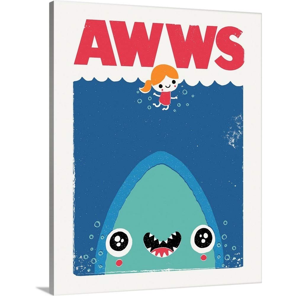 Michael Buxton Awws Canvas Wall Art Print - Contemporary Pop Art Home Decor with Fantasy Marine Life - 24x30 Inch Canvas Painting for Living Room, Bedroom & Office