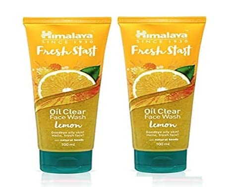 Himalaya Fresh Start Oil Clear Face Wash with Lemon Extract, 100ml (Pack of 2) - 200ml Total | Deep Cleansing for Oily & Acne-Prone Skin | Morning & Night Skincare Routine