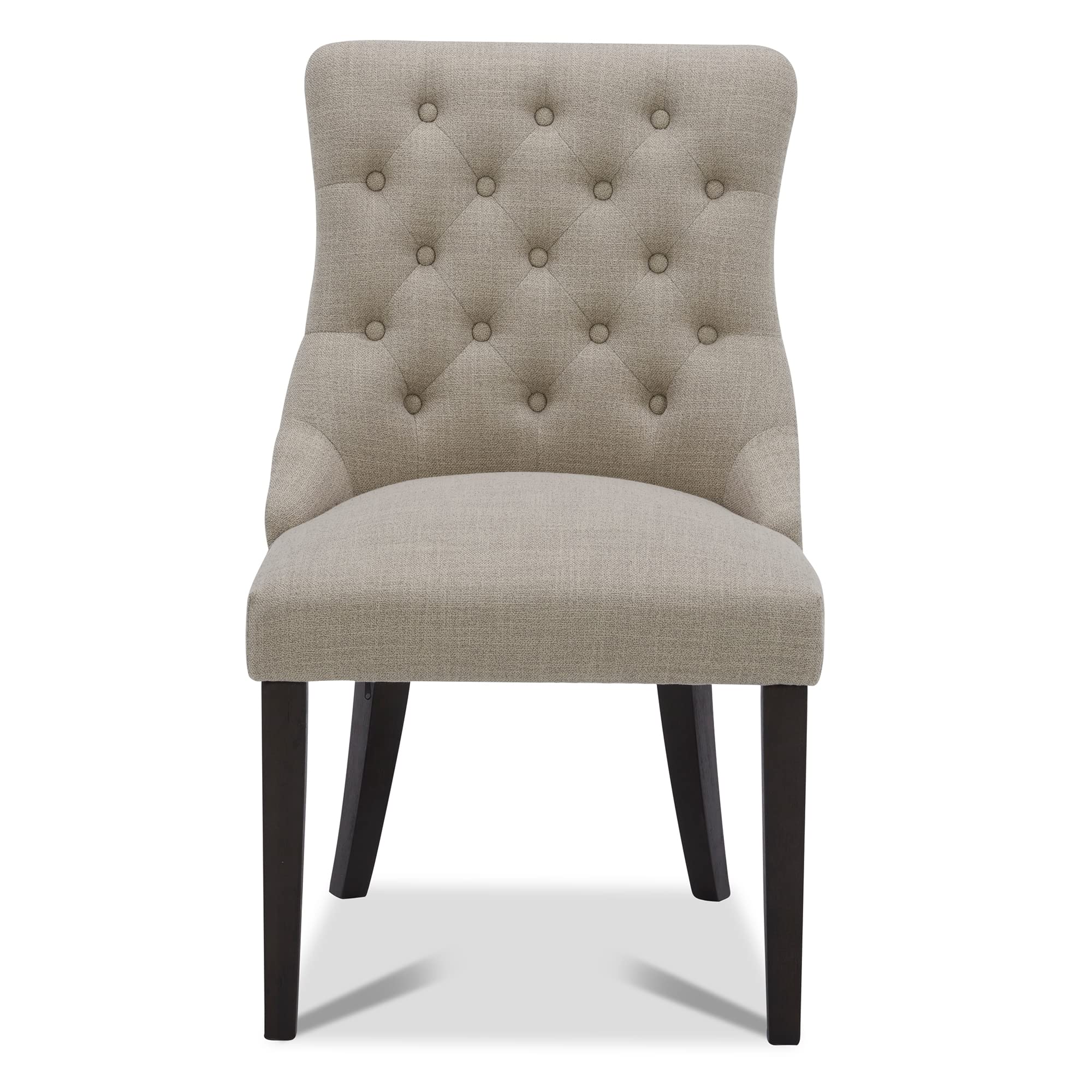 CHITA Farmhouse Tufted Dining Chairs Set of 2 - Modern Upholstered High Back Fabric Dining Room Chairs in Flax Beige - Perfect for Kitchen, Dining Room, and Farmhouse Decor
