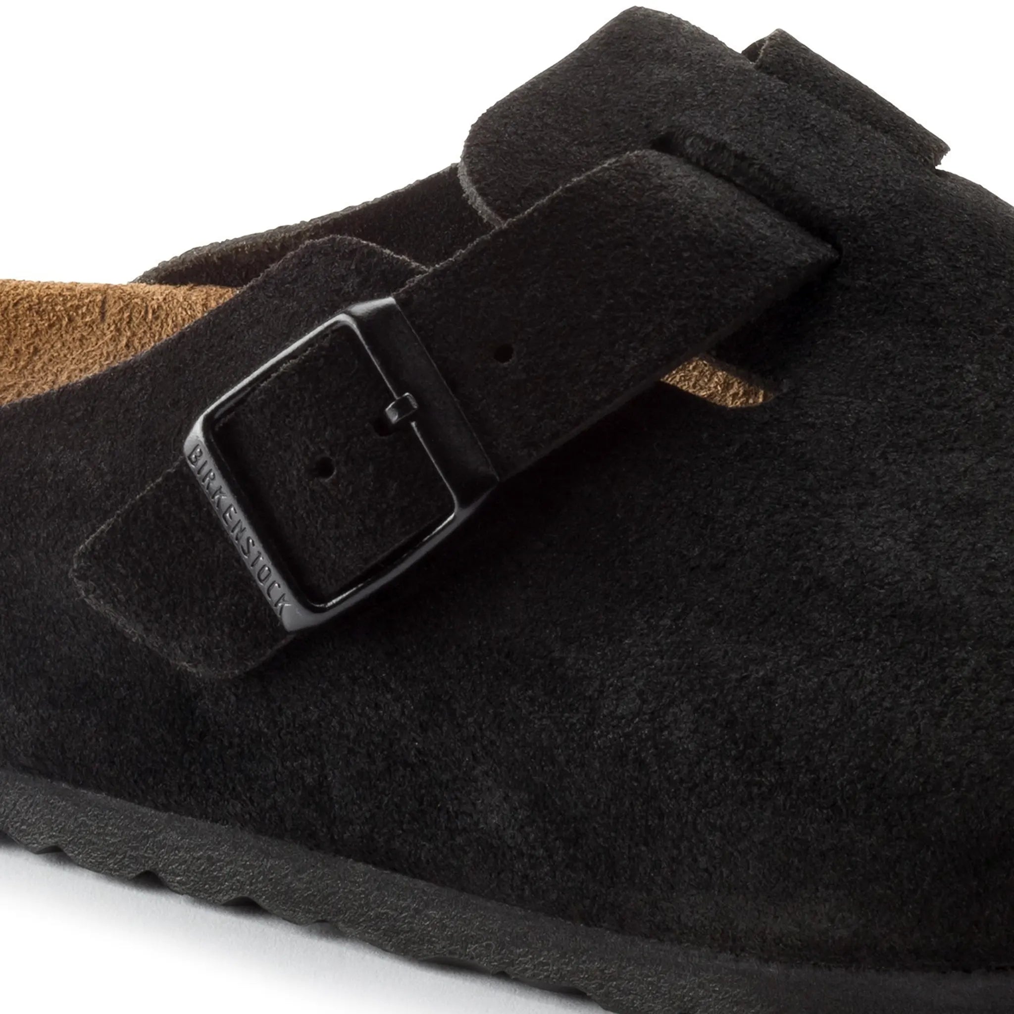 Birkenstock Boston Suede Flat Sandals for Women - Soft Footbed Clogs | Black Suede Leather | Comfortable House Shoes for Indoor & Outdoor Wear