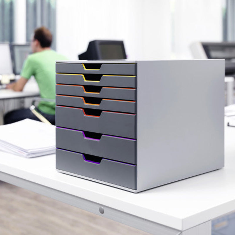 Varicolor 7-Drawer Wooden Desk Organizer - Stylish Home Office Storage Solution for Stationery, Files & Supplies | Perfect for Work, Study & Crafting