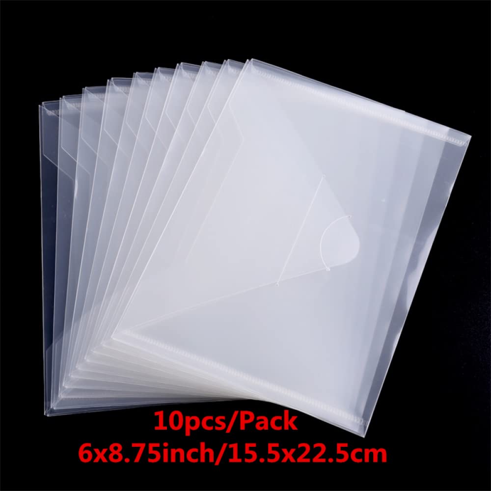 10 Pack Large Clear Plastic Stamp and Dies Storage Pockets - 8.75x6 Inch Transparent Folders for Cutting Dies, Stencils, Embossing Crafts - Perfect for DIY Scrapbooking, Card Making, and Craft Organization