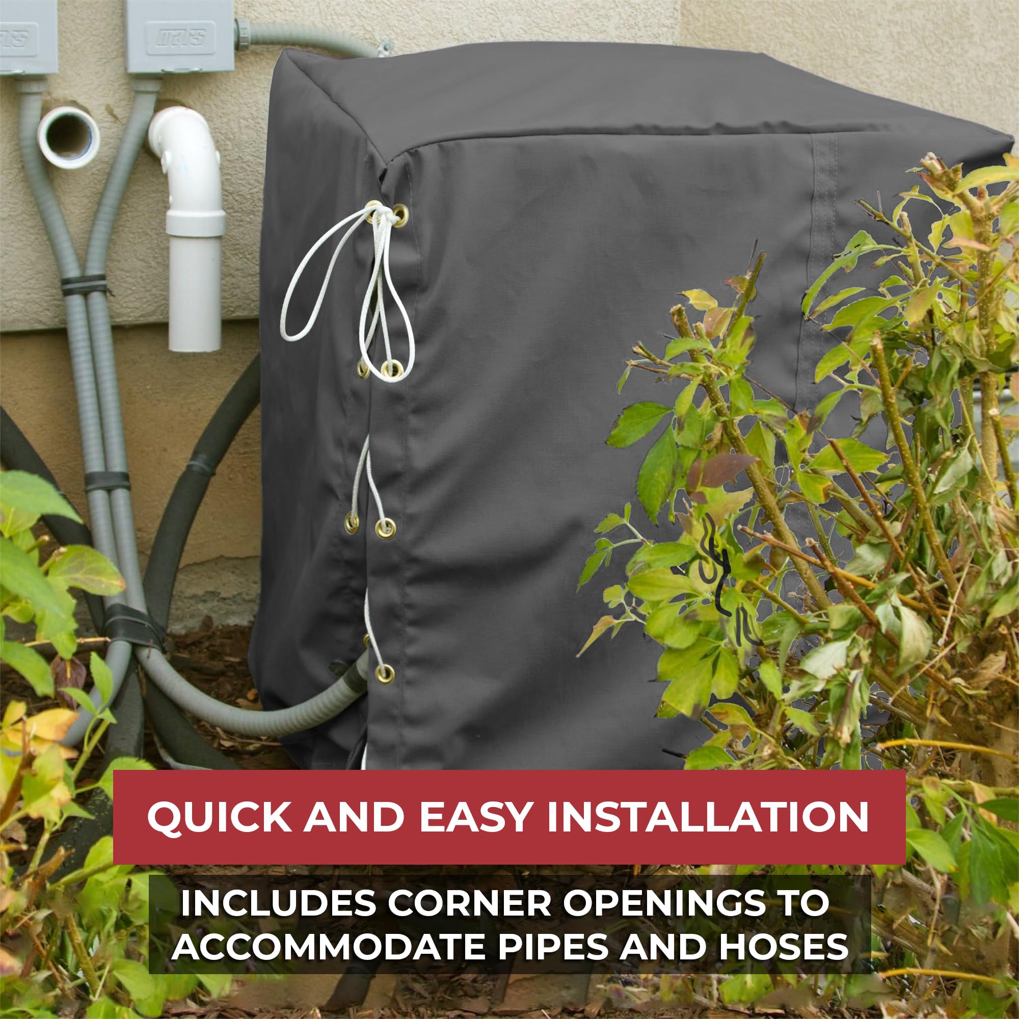 Premium Waterproof Outdoor Air Conditioner Cover - All-Weather Heavy Duty Canvas AC Protector (24x24x24 Inches, Charcoal Gray) - Made in USA with 20-Year Warranty - Perfect for Home, RV & Seasonal AC Unit Protection