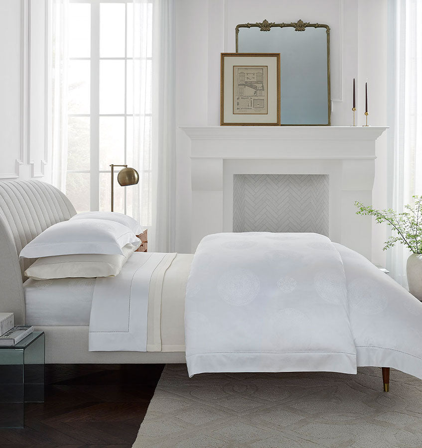 SFERRA Giza 45 Luxury 100% Egyptian Cotton Medallion Sham - Premium Pillowcase for Bedroom Decor & Hotel Style Bedding
