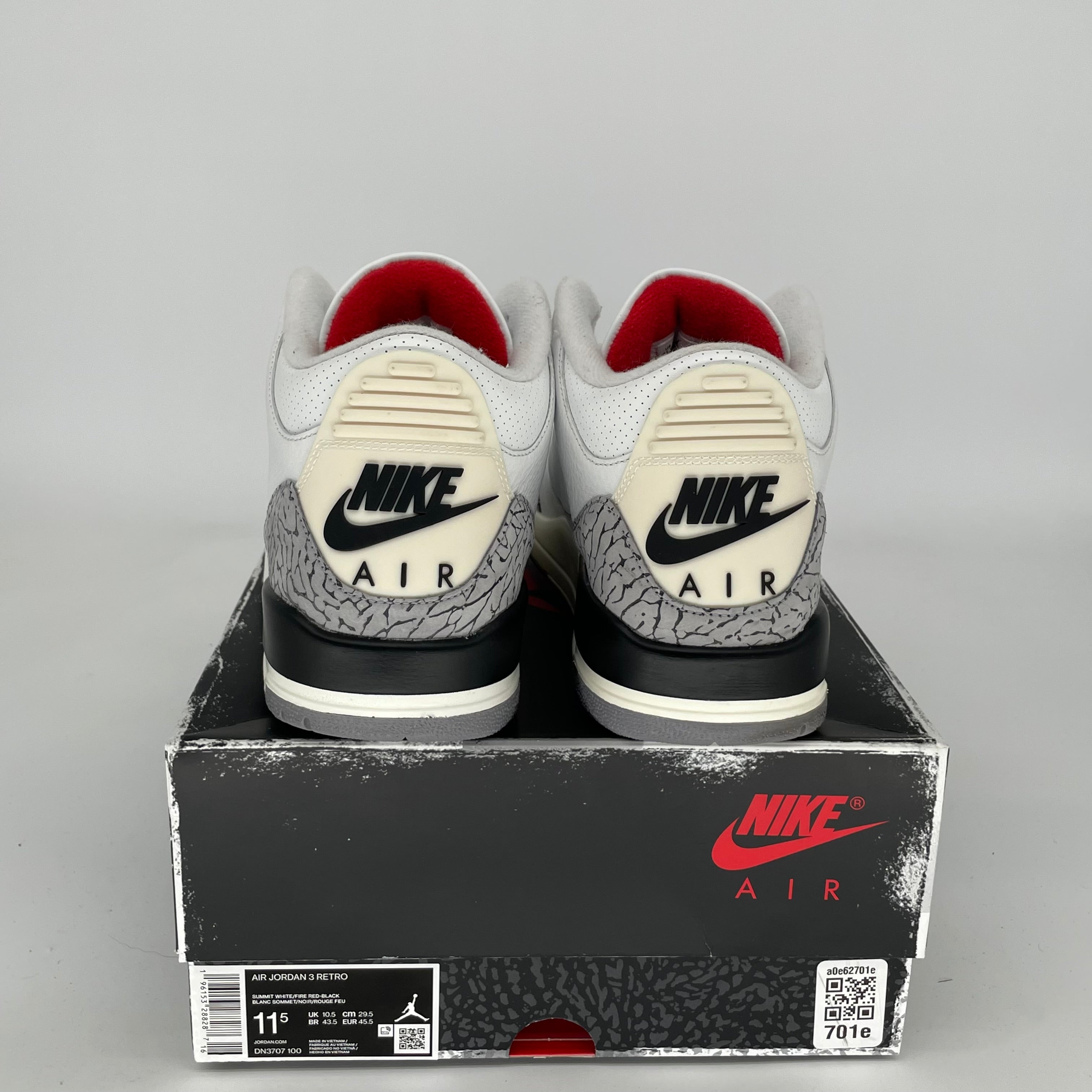 Original Air Jordan 3 White Cement Reimagined - Men's Size 11.5 Basketball Shoes (DN3707-100) - Authentic Retro Sneakers for Sports & Streetwear Fashion