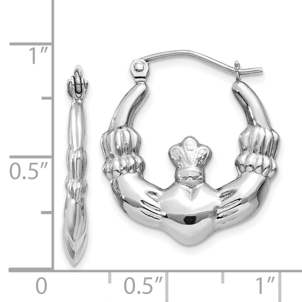 14K White Gold Claddagh Hoop Earrings for Women - Irish Celtic Love Knot Jewelry - Perfect for Weddings, Anniversaries & St. Patrick's Day Gifts