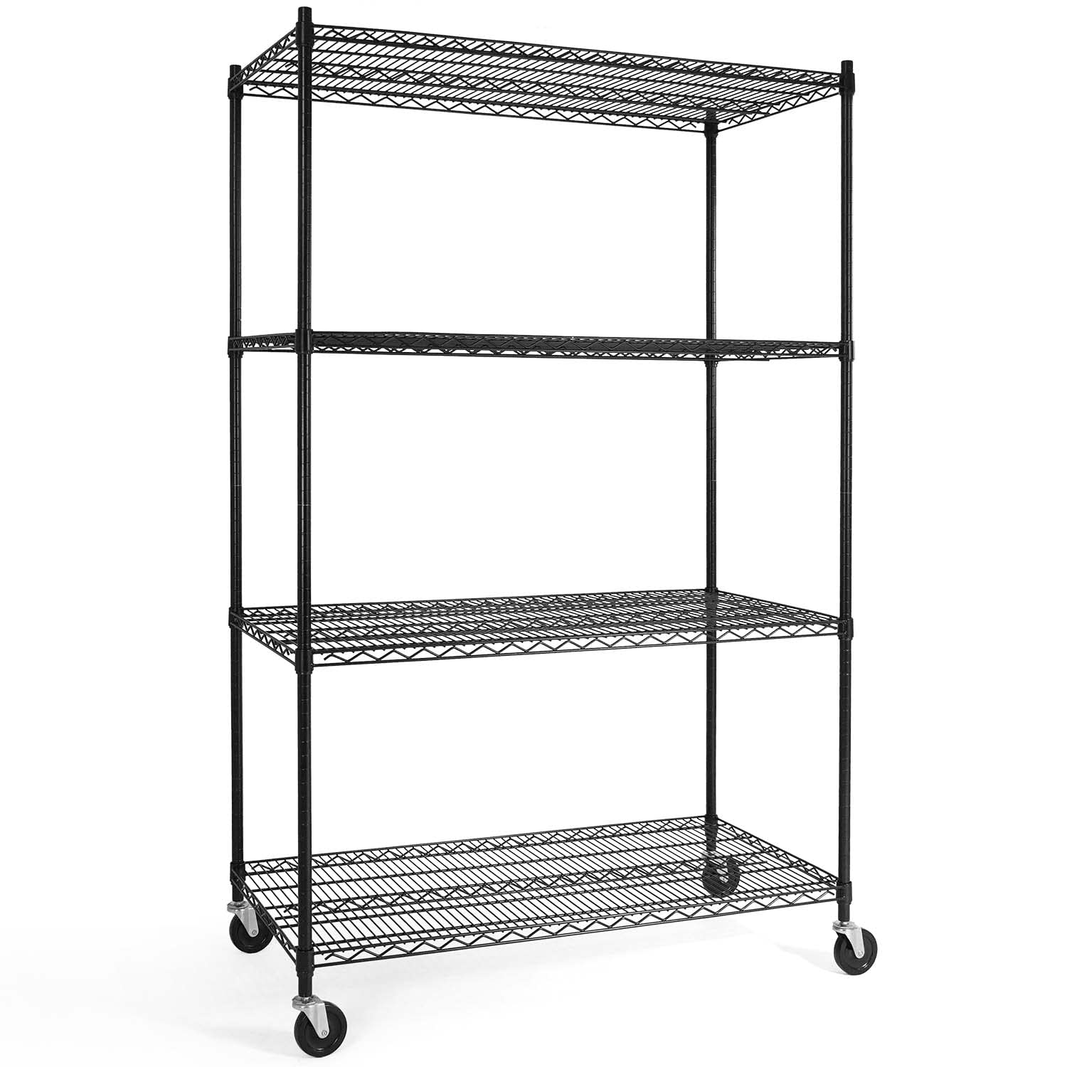 CAPHAUS 4-Tier Heavy Duty Adjustable Wire Shelving with Wheels & Leveling Feet - 48