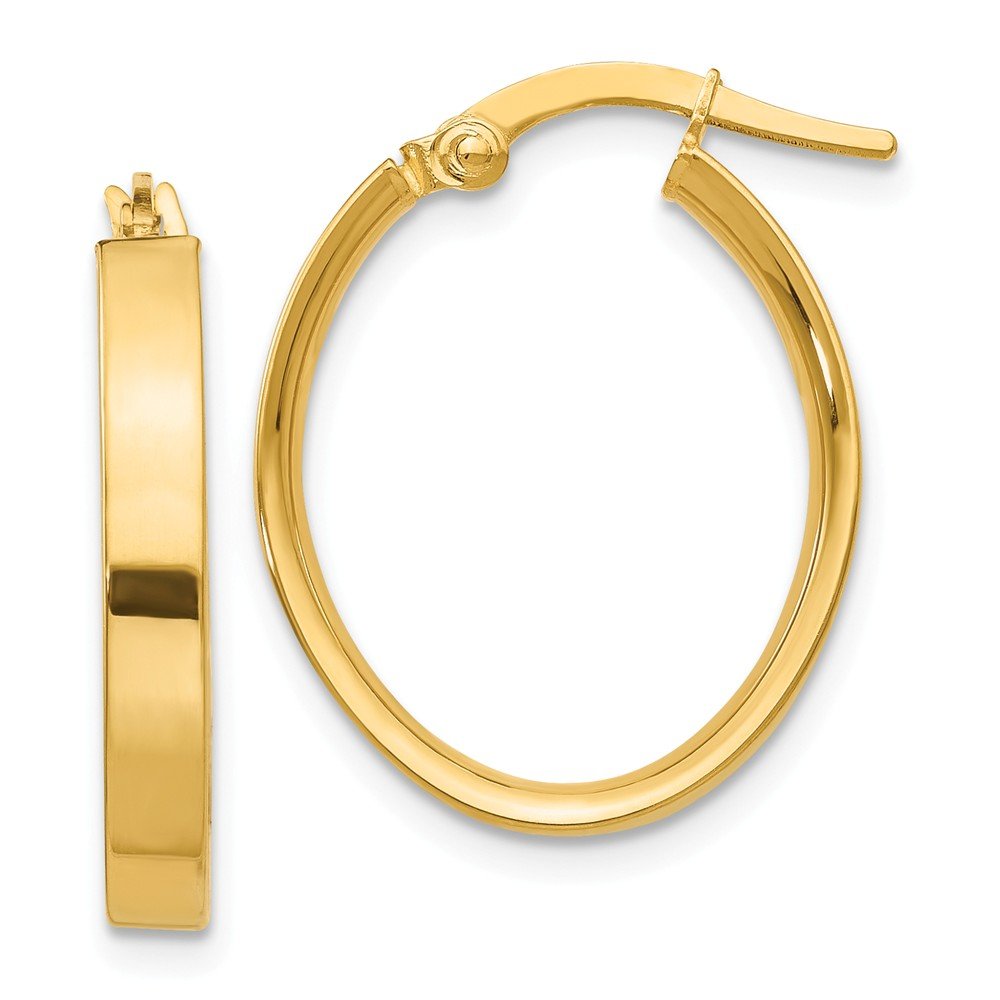 14k Yellow Gold Oval Tube Hoop Earrings - 14mm x 3mm Dainty Minimalist Earrings for Women, Perfect for Everyday Wear & Special Occasions