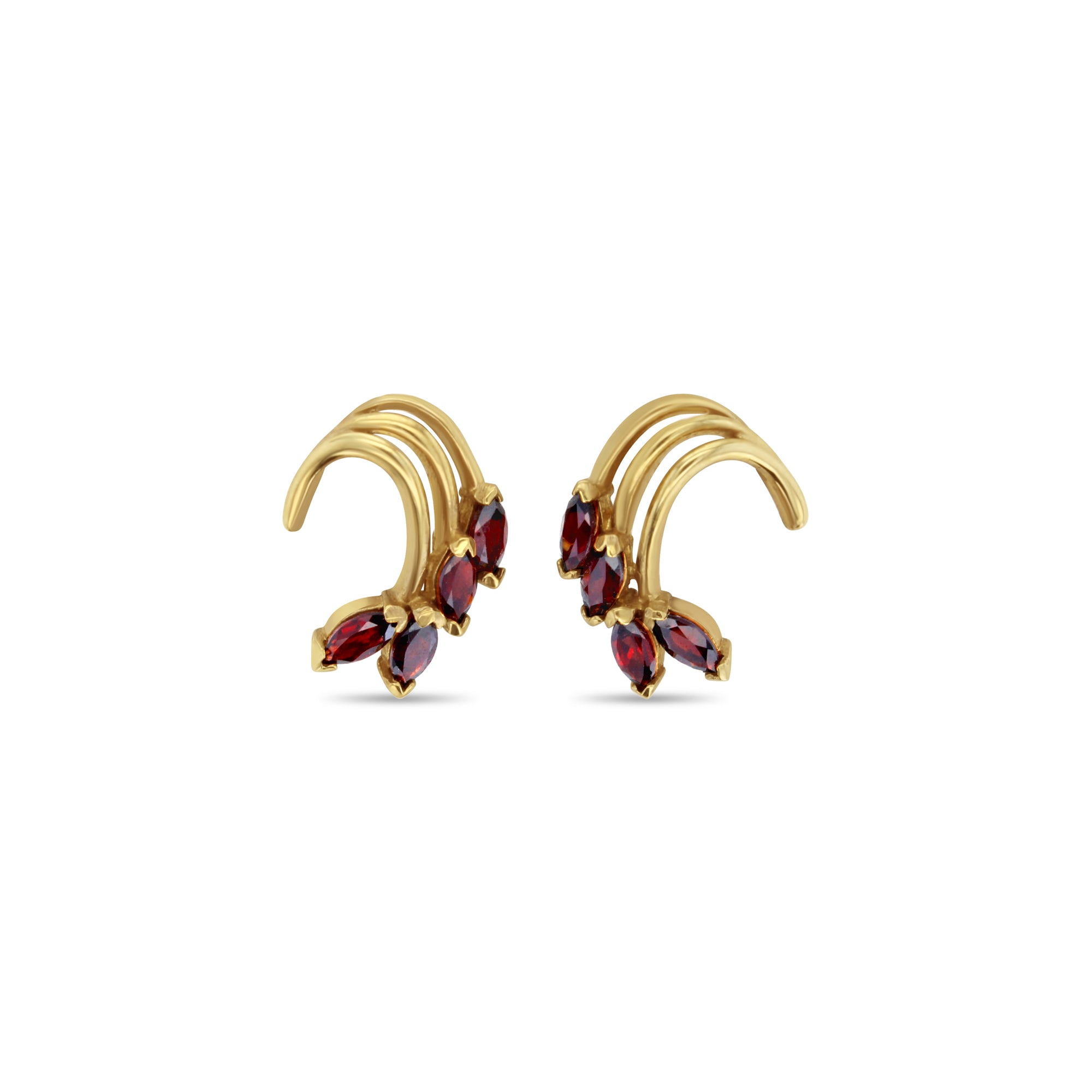 2 Carat Garnet Stud Earrings in 14K Yellow Gold - Elegant Dangling Jewelry for Women, Perfect for Parties, Weddings & Special Occasions