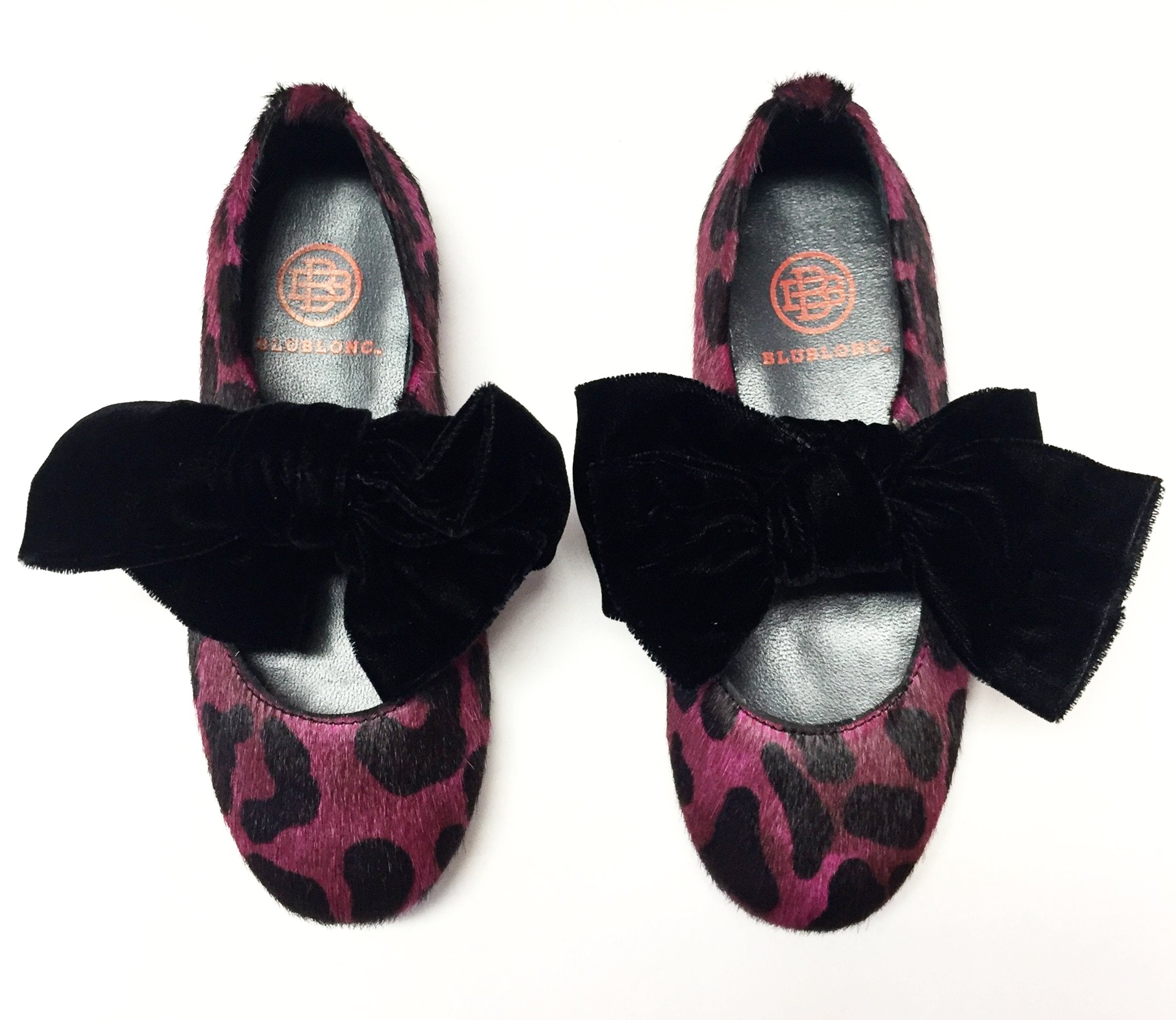Blublonc Fuchsia Leopard Print Ballet Flats with Bow - Elegant Women's Dance Shoes for Ballet Class, Wedding, Party & Casual Wear
