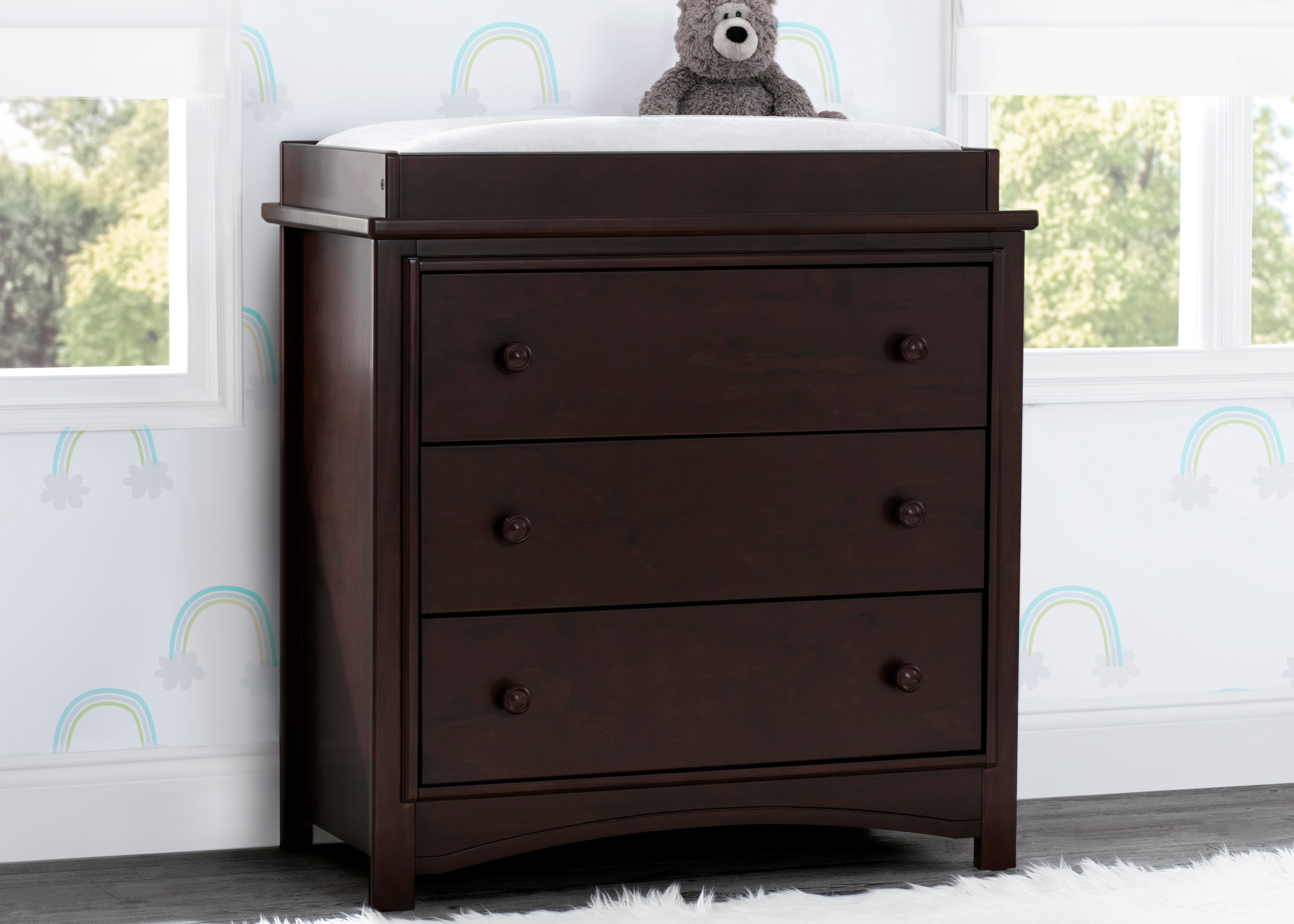 Perry 3 Drawer Baby Dresser with Changing Table Top & Secure Interlocking Drawers - Perfect Nursery Furniture for Diaper Changes & Baby Clothes Storage