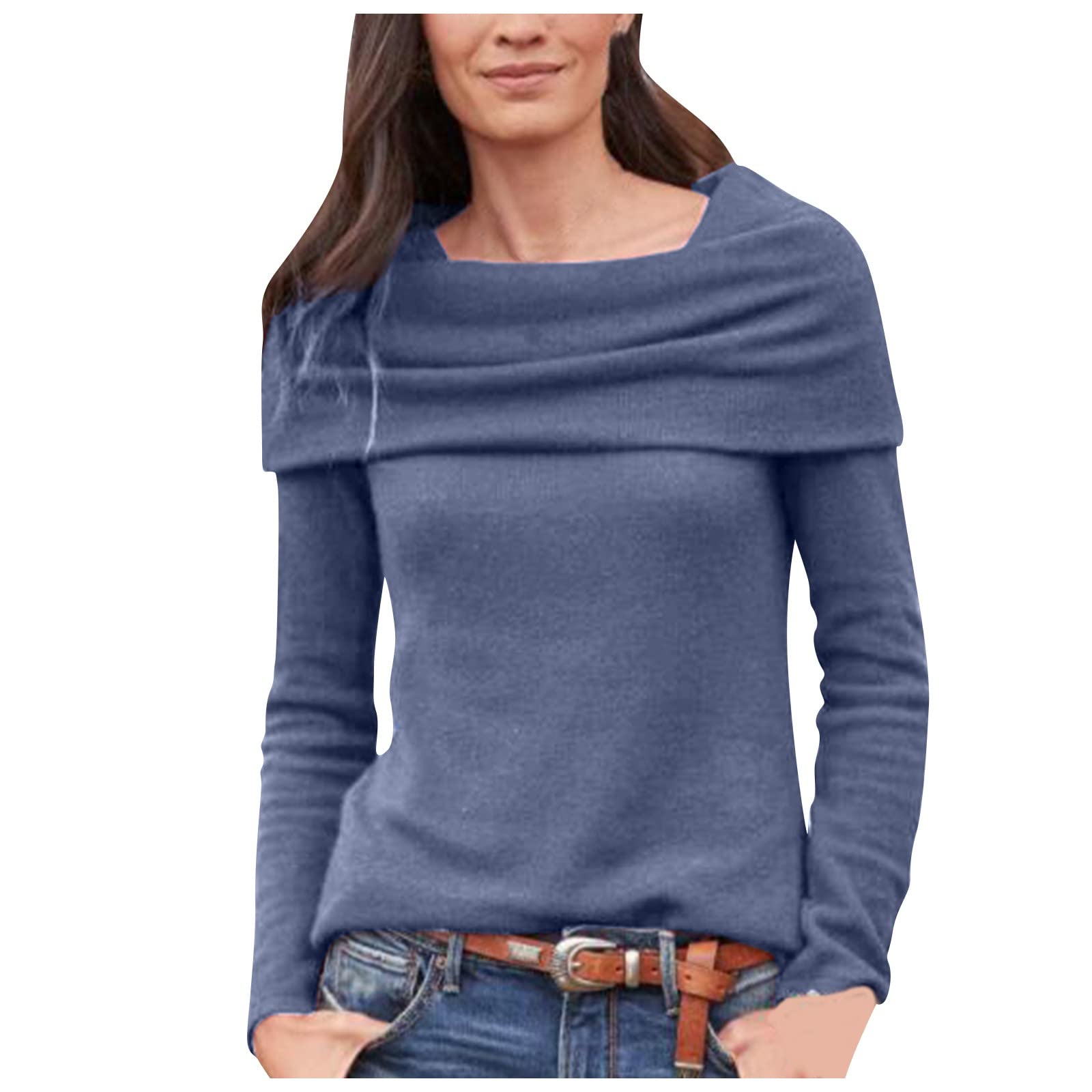 ANEWONESON Women's Slim Cashmere Sweater - Solid Color Vintage Shawl Collar Pullover Top | Trendy Blouse for Work, Date & Casual Outfits
