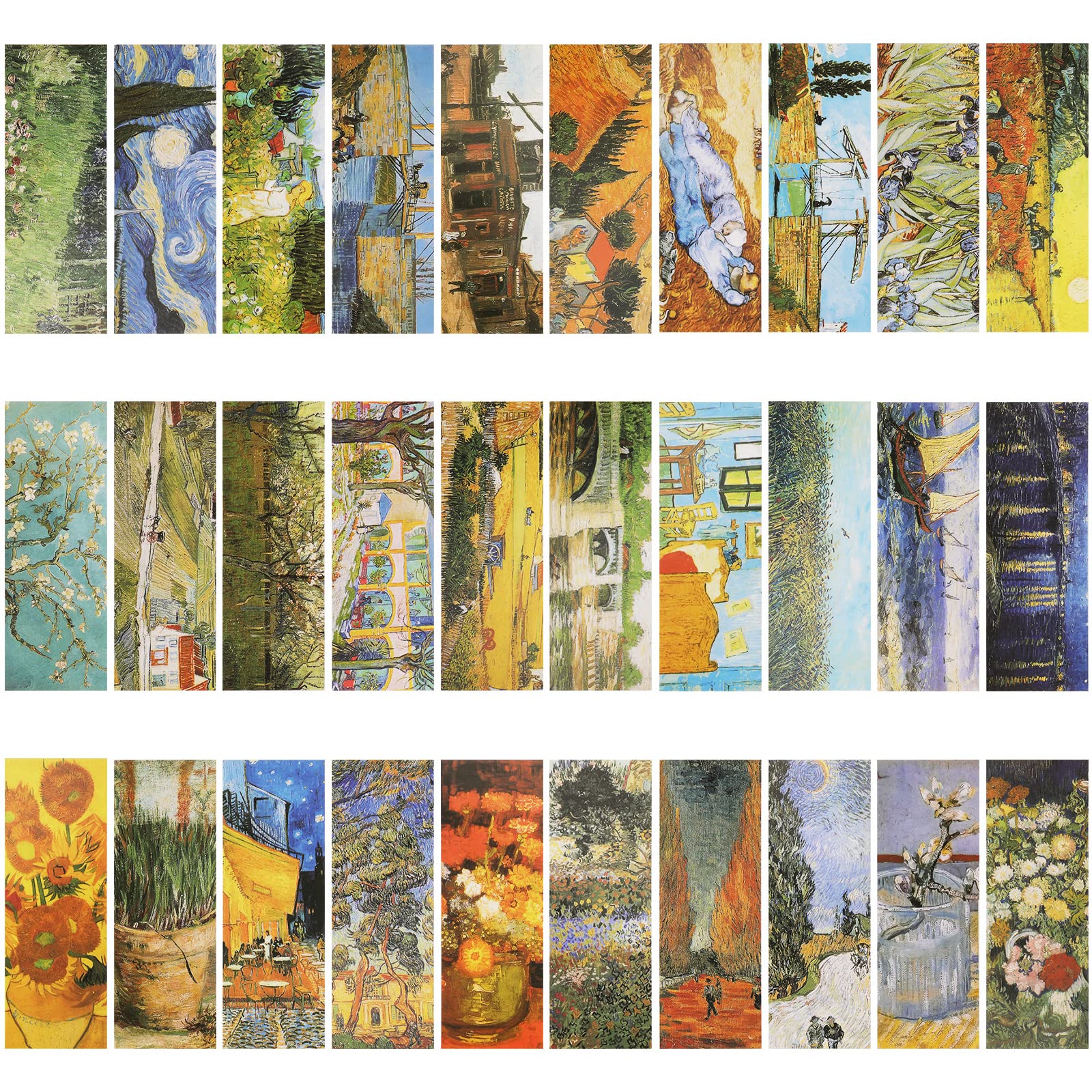 Van Gogh Art Painting Bookmarks Set of 30 - Creative Retro Style Page Clips for Books, Reading Supplies - 14x5cm - Perfect for Book Lovers, Students & Gift Giving