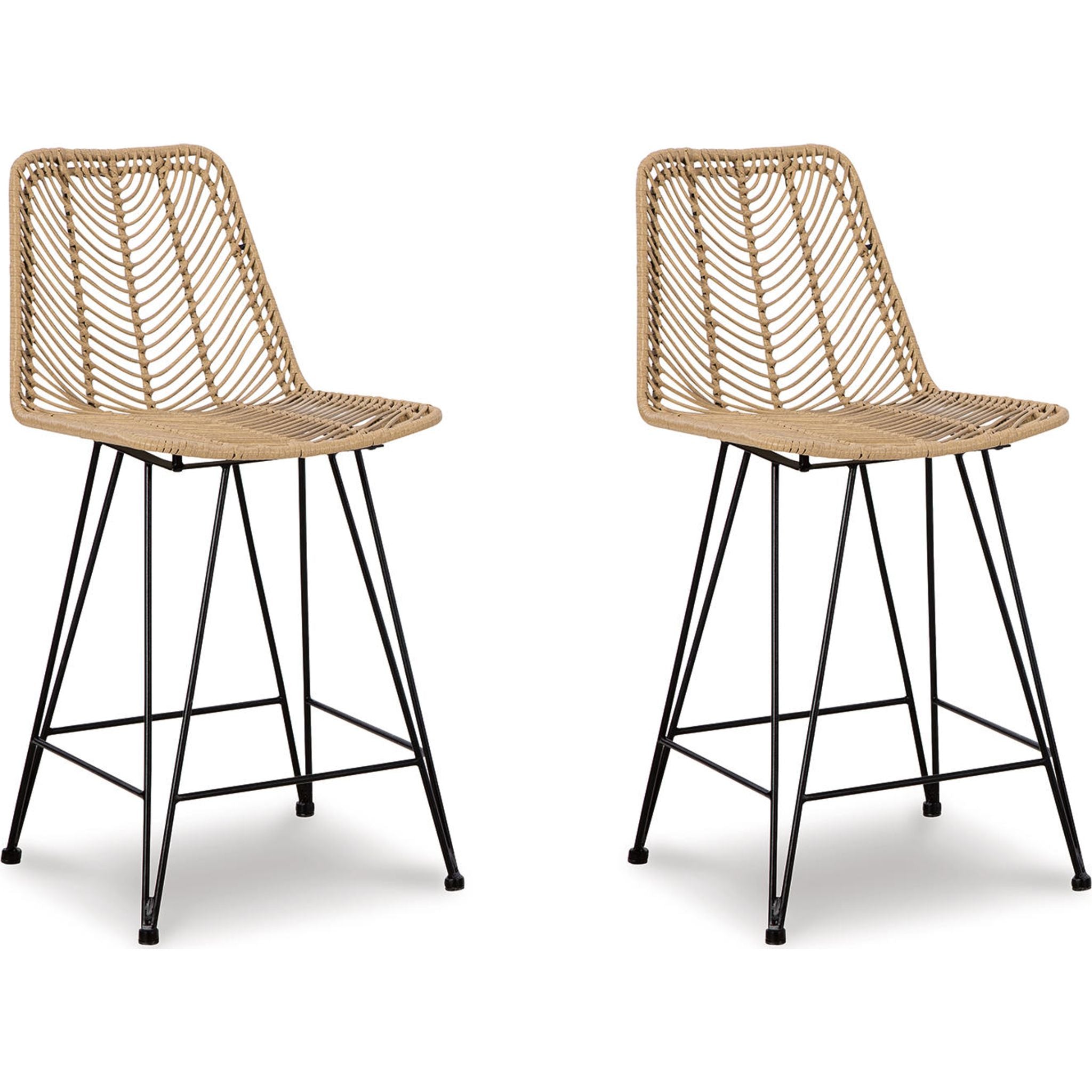 Angentree Counter Height Stool - Natural/Black Wooden Bar Stools (Set of 2) for Kitchen Island, Breakfast Nook & Home Decor (D434 224)