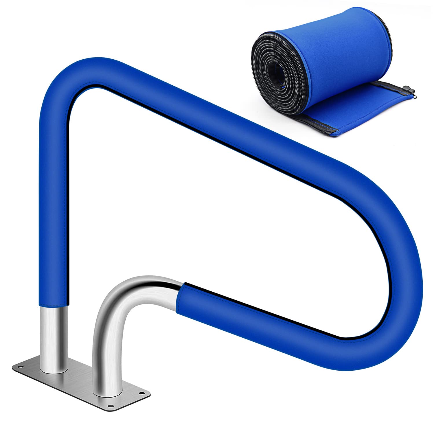 **Non-Slip Pool Handrail Cover with Zipper - 8ft Safety Grip Sleeve for Inground Pool Ladder & Handrails (Blue) - Perfect for Swimming Pool Safety & Comfort**    *(Use Case: Provides secure grip, prevents slips, and protects hands from hot or rough surfaces—ideal for families, seniors, and swimmers of all ages.)*