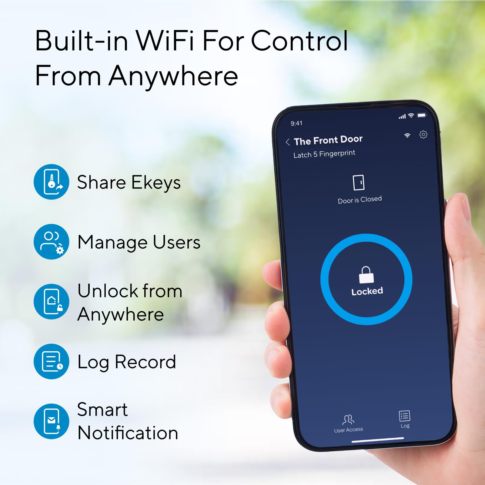 Ultraloq Latch 5 Smart Lock - WiFi Enabled Fingerprint Door Lock with Biometric Keyless Entry & Mobile App Control - Digital Keypad Handle Lock for Home Security - Perfect for Front Doors & Smart Home Integration - Remote Access & Secure Entry for Modern Homes