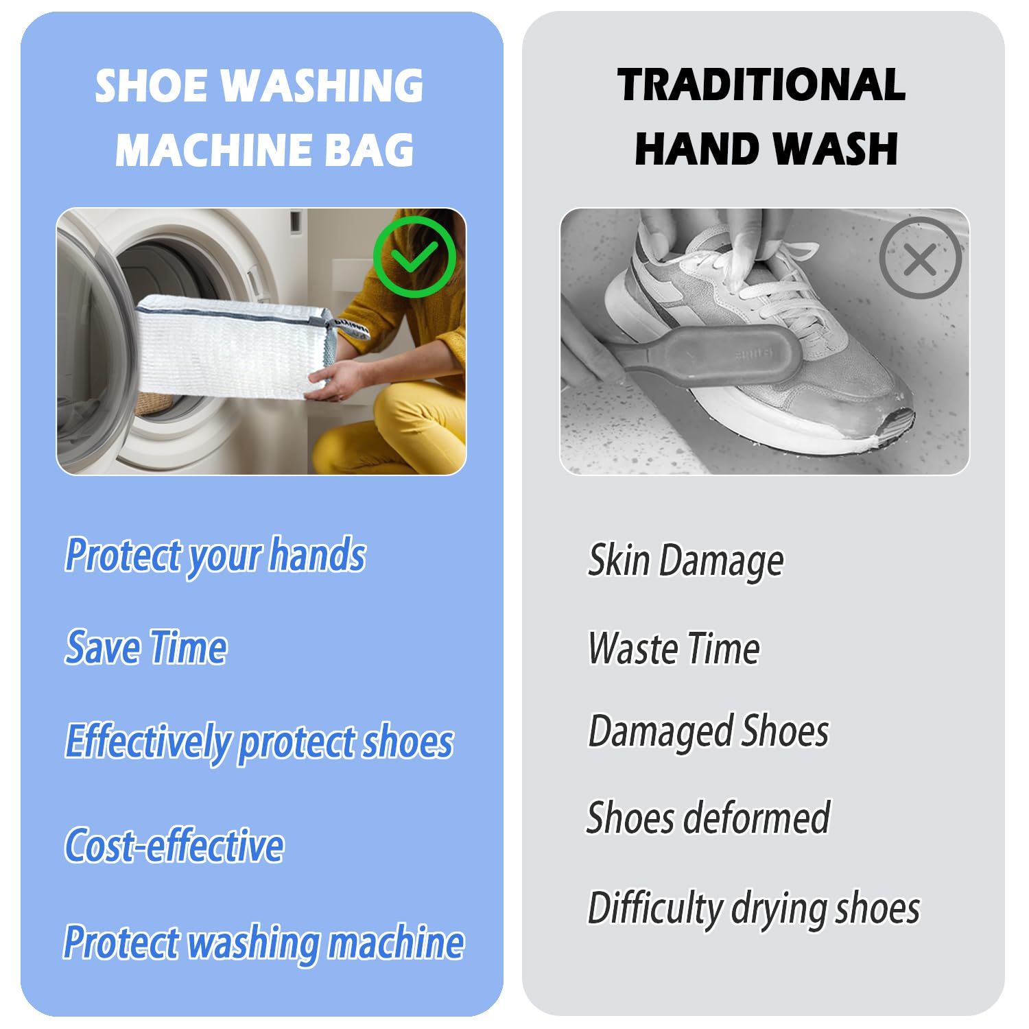**Shoe Washing Machine Bag for Sneakers & Tennis Shoes - 2 Pack White Laundry Bags with Durable Zipper & Soft Chenille Fabric - Protects Shoes in Washer & Dryer - Perfect for Gym, Sports & Travel**