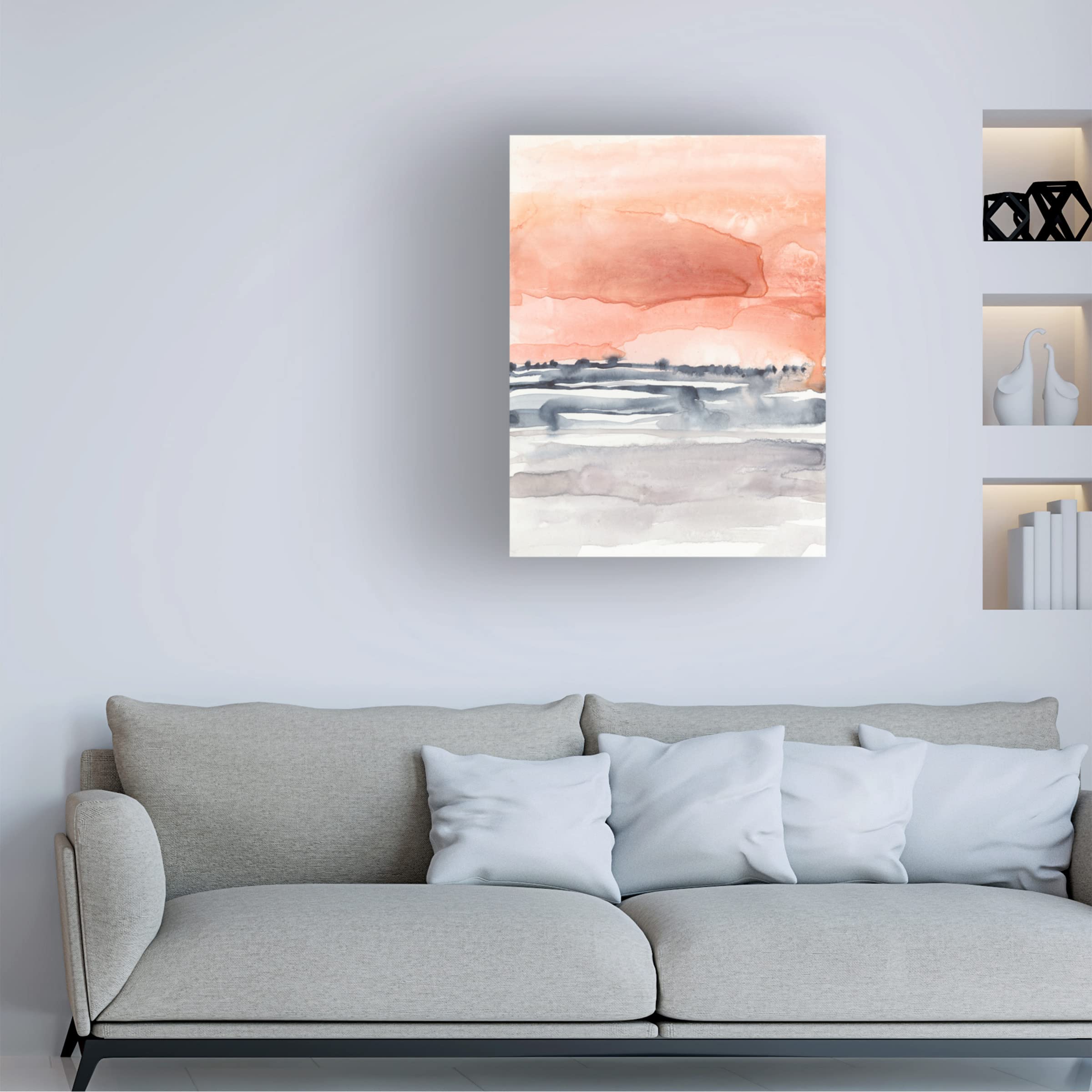 Jennifer Goldberger 'Coral Sky II' Canvas Wall Art Print - Modern Abstract Ocean Painting for Living Room, Bedroom & Office Decor