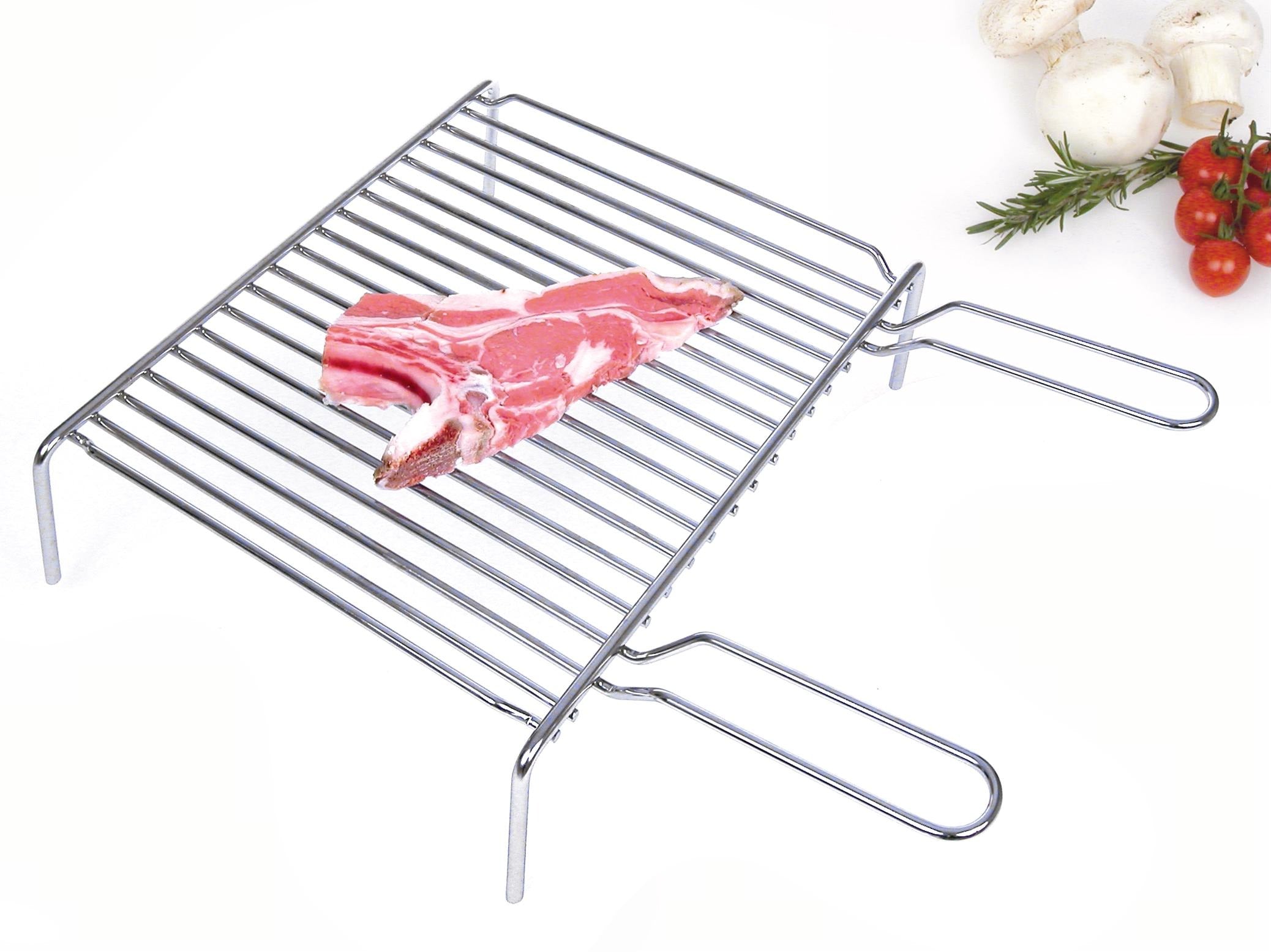 23.6x13.75 Footed BBQ Grill Screen - Heavy Duty Stainless Steel Mesh for Outdoor Cooking, Camping & Backyard Barbecues