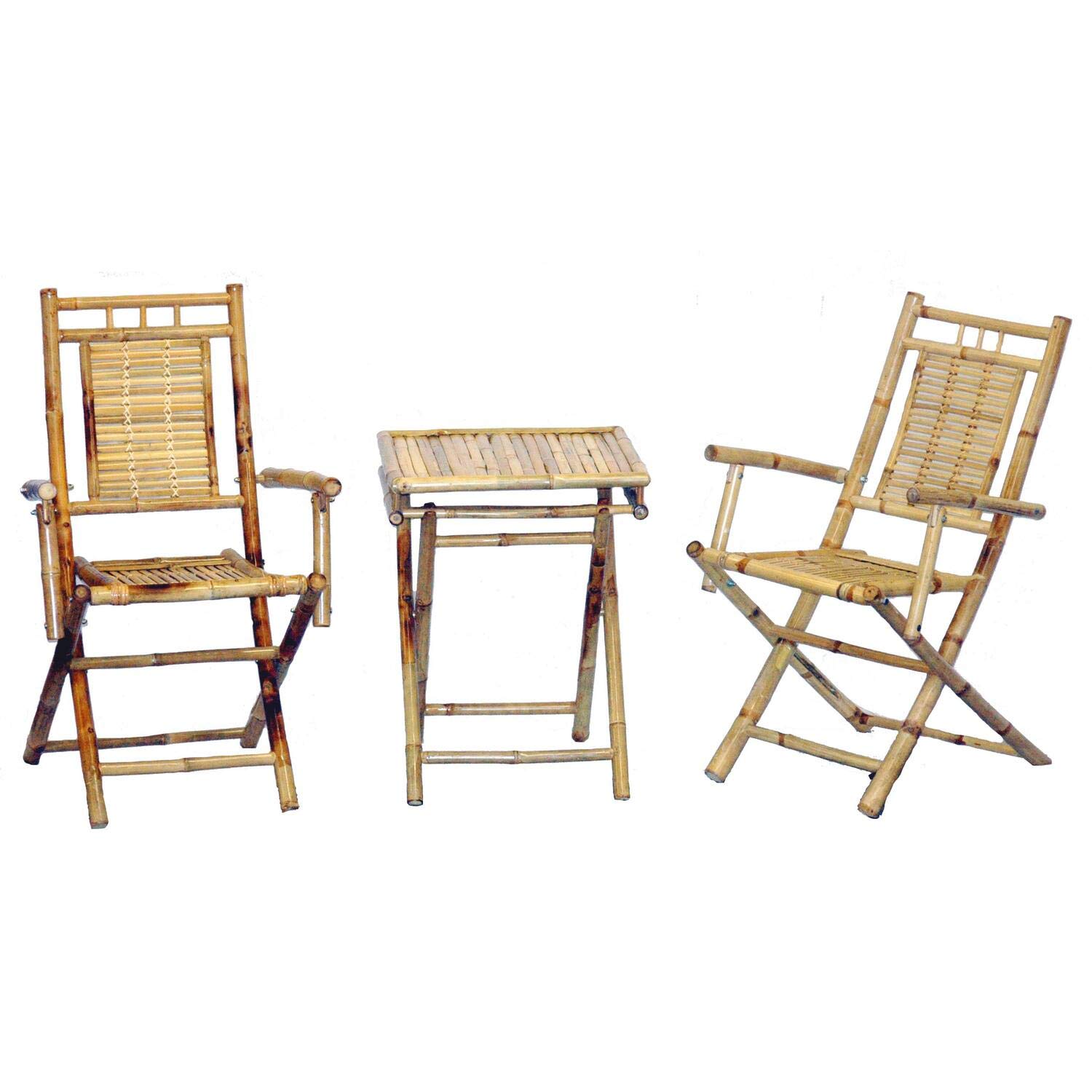 Premium Bamboo 54-Piece 3-Seater Chair Set with Matching Side Table - Perfect for Patio, Garden, and Outdoor Relaxation