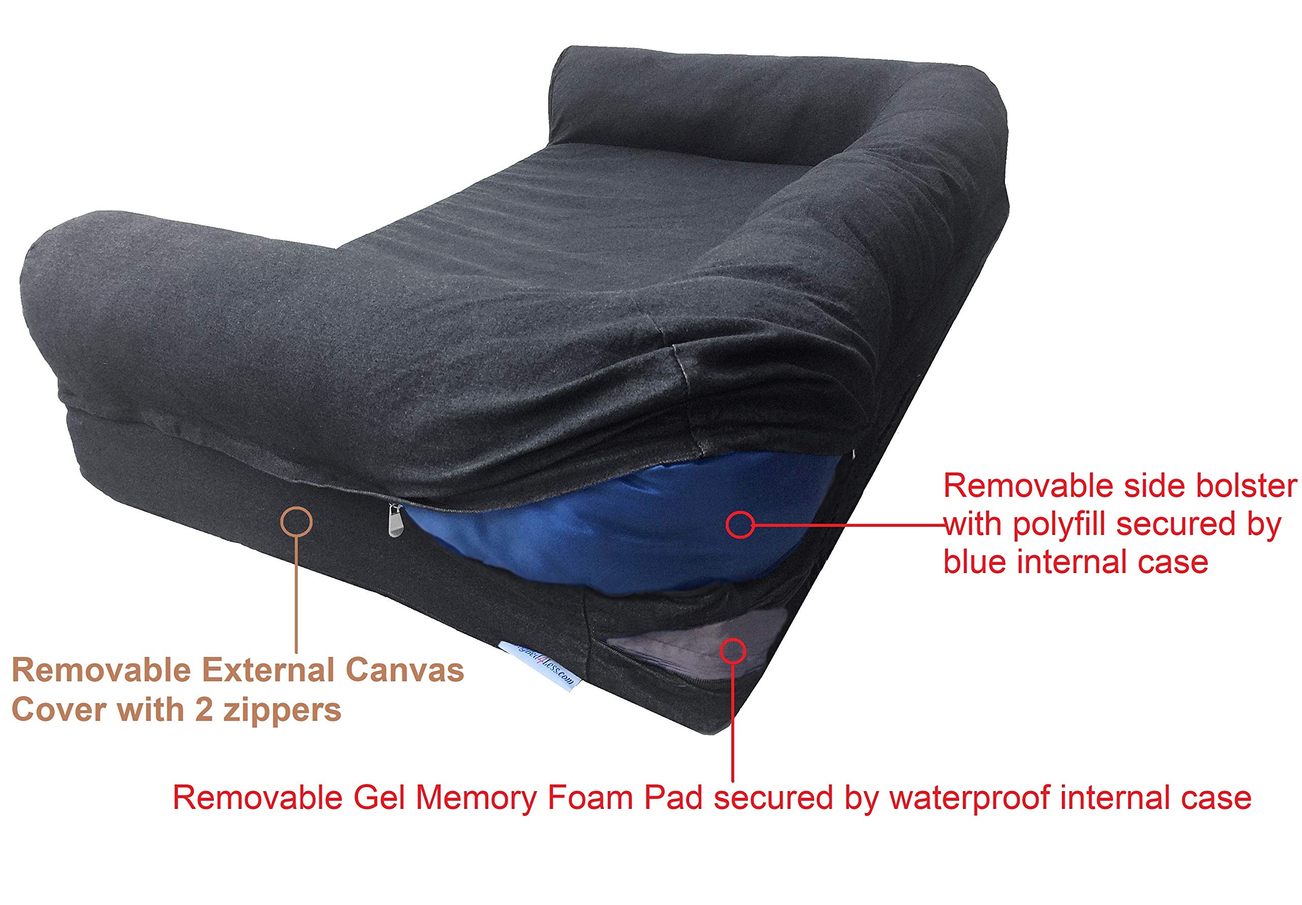 Premium Orthopedic Gel Memory Foam Dog Bed - Waterproof Liner & Durable Canvas Cover - 47