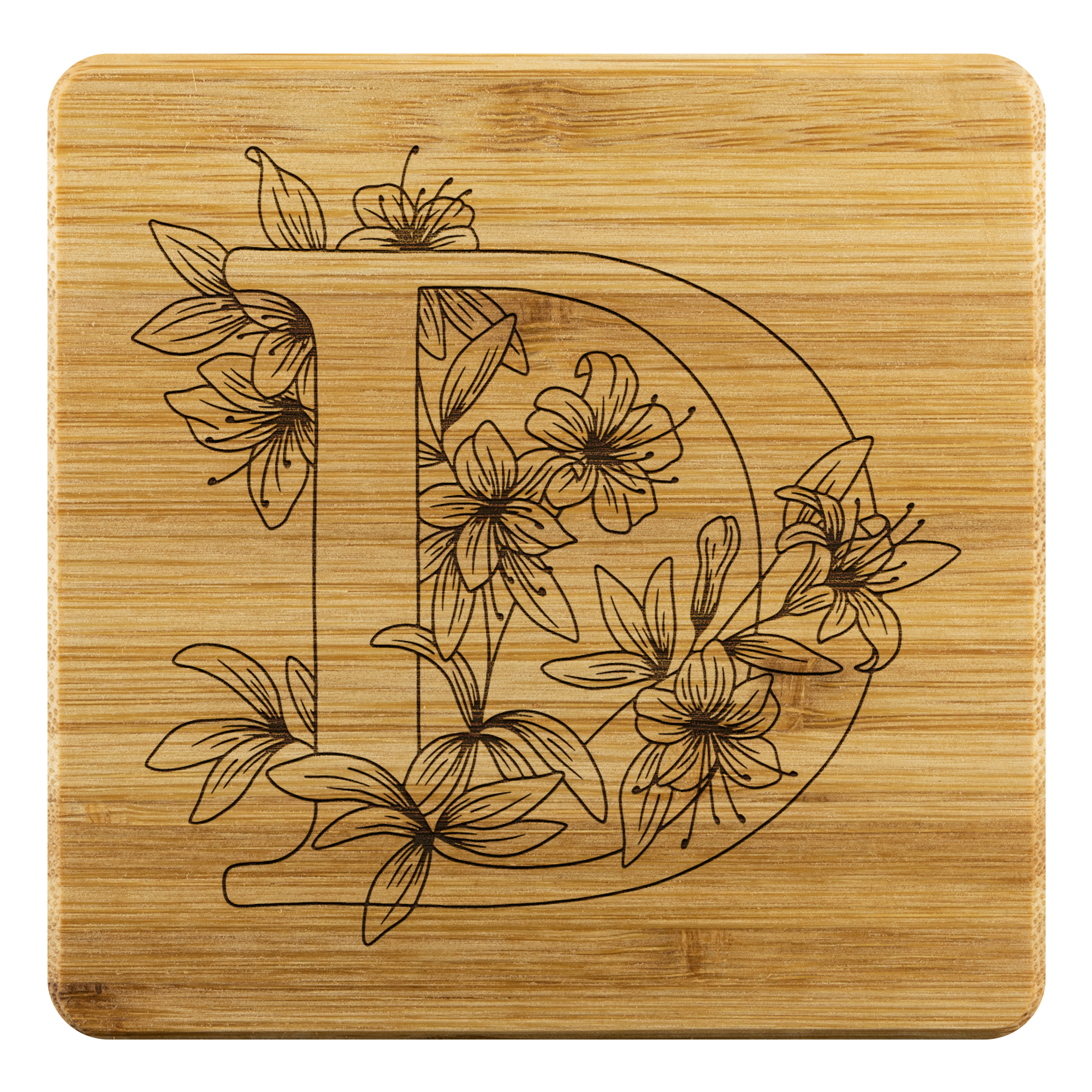 Personalized Wooden Coasters with Family Initial D - Unique Christmas Gifts & Home Decor for Dining Table, Coffee Table, and Housewarming Parties