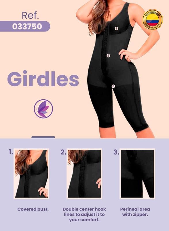 Fajitex Women's High Compression Shapewear - Colombian Fajas Moldeadoras Full Body Girdle with Built-in Bra | Tummy Control & Waist Trainer for Postpartum, Workout & Everyday Wear