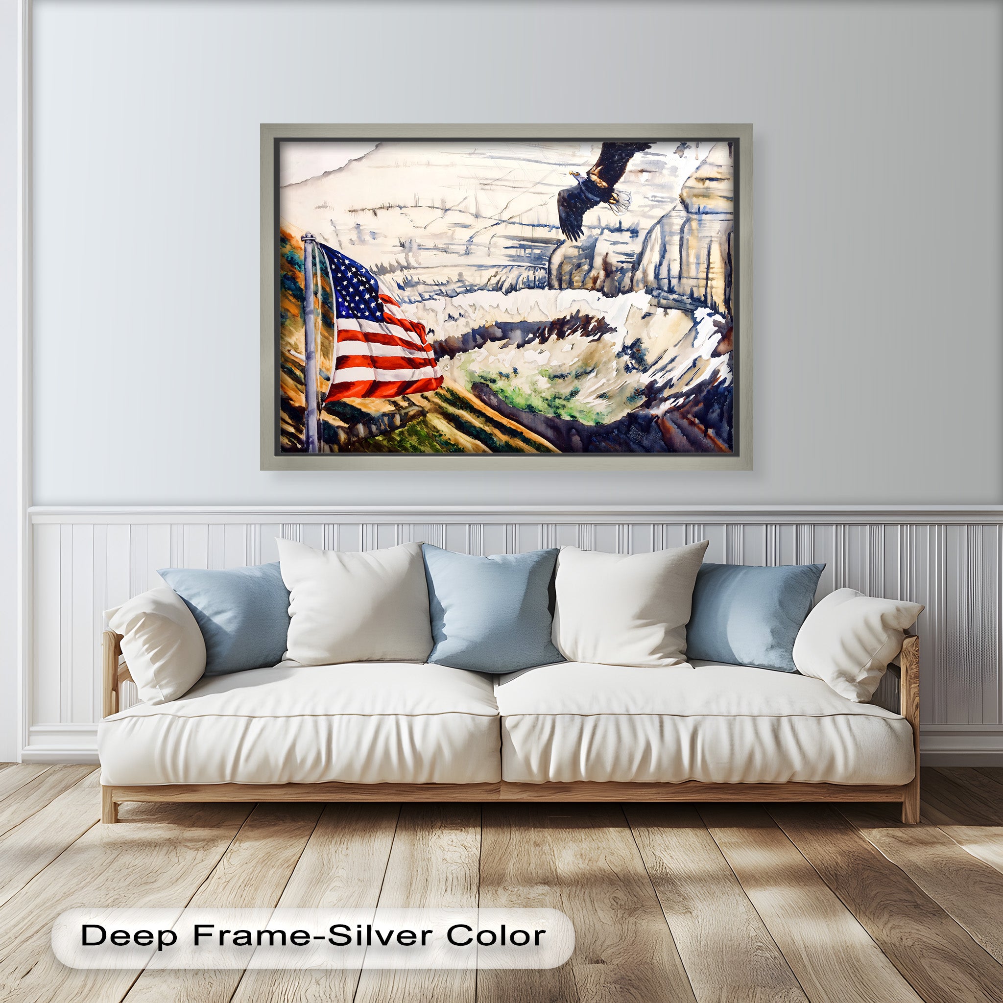Patriotic Oil Painting of American Flag and Bald Eagle - Perfect for Home Decor, Office Wall Art & Gift for Independence Day