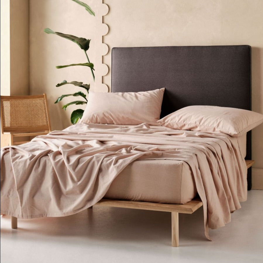 Premium Flannelette Plain Dyed Pink Salt Sheet Set - Soft & Cozy 100% Cotton Bedding by LINEN HOUSE for Winter Warmth & Comfortable Sleep