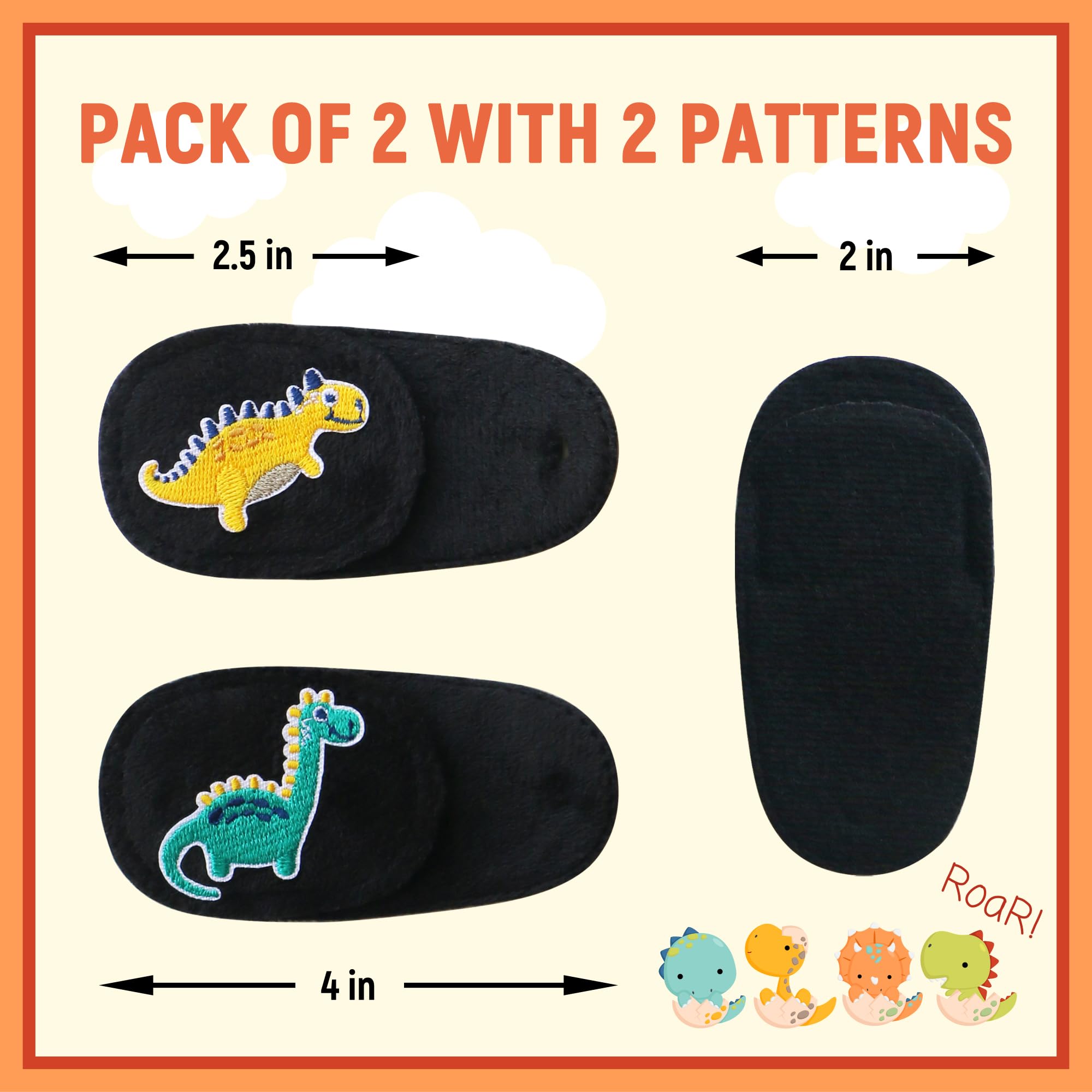 2Pcs Kids Eye Patches for Glasses | Boys Dinosaur Eye Patch for Lazy Eye Treatment | Medical Amblyopia Eye Patches for Toddlers & Children (Left Eye) - Perfect for Post-Surgery Recovery & Vision Therapy at Home