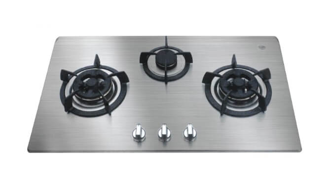 Ellane EH 2690 90cm Black Designer Chimney Range Hood with Ellane OS 803SV 86cm 3-Burner Stainless Steel Gas Cooktop - Modern Kitchen Ventilation & Cooking Solution for Home Chefs