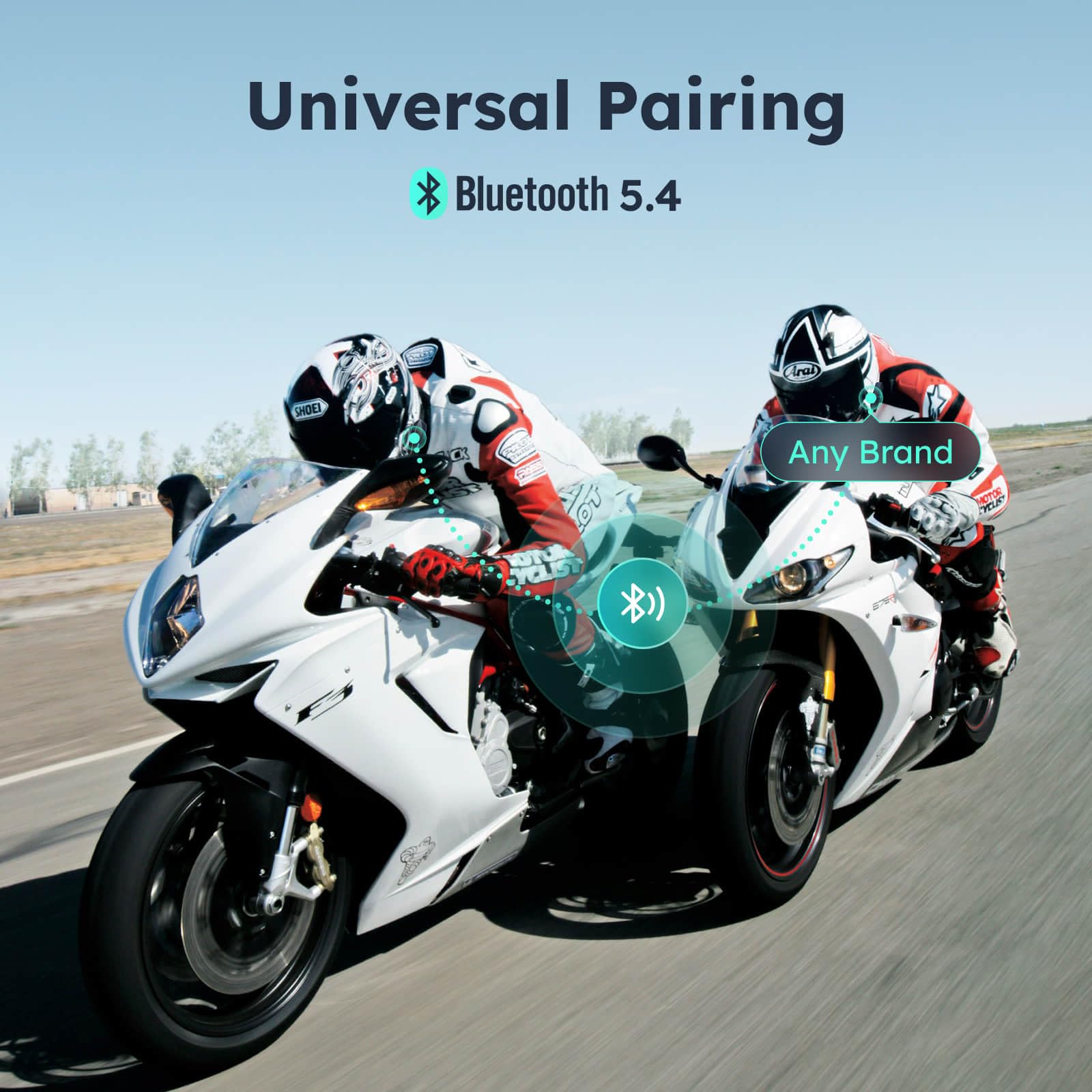 S1 Motorcycle Bluetooth Headset - 8 Rider Mesh Intercom System with FM Radio, AI Voice Control, 60 Min Fast Charge & Auto Volume | Perfect for ATV, Snowmobile & Skiing Adventures