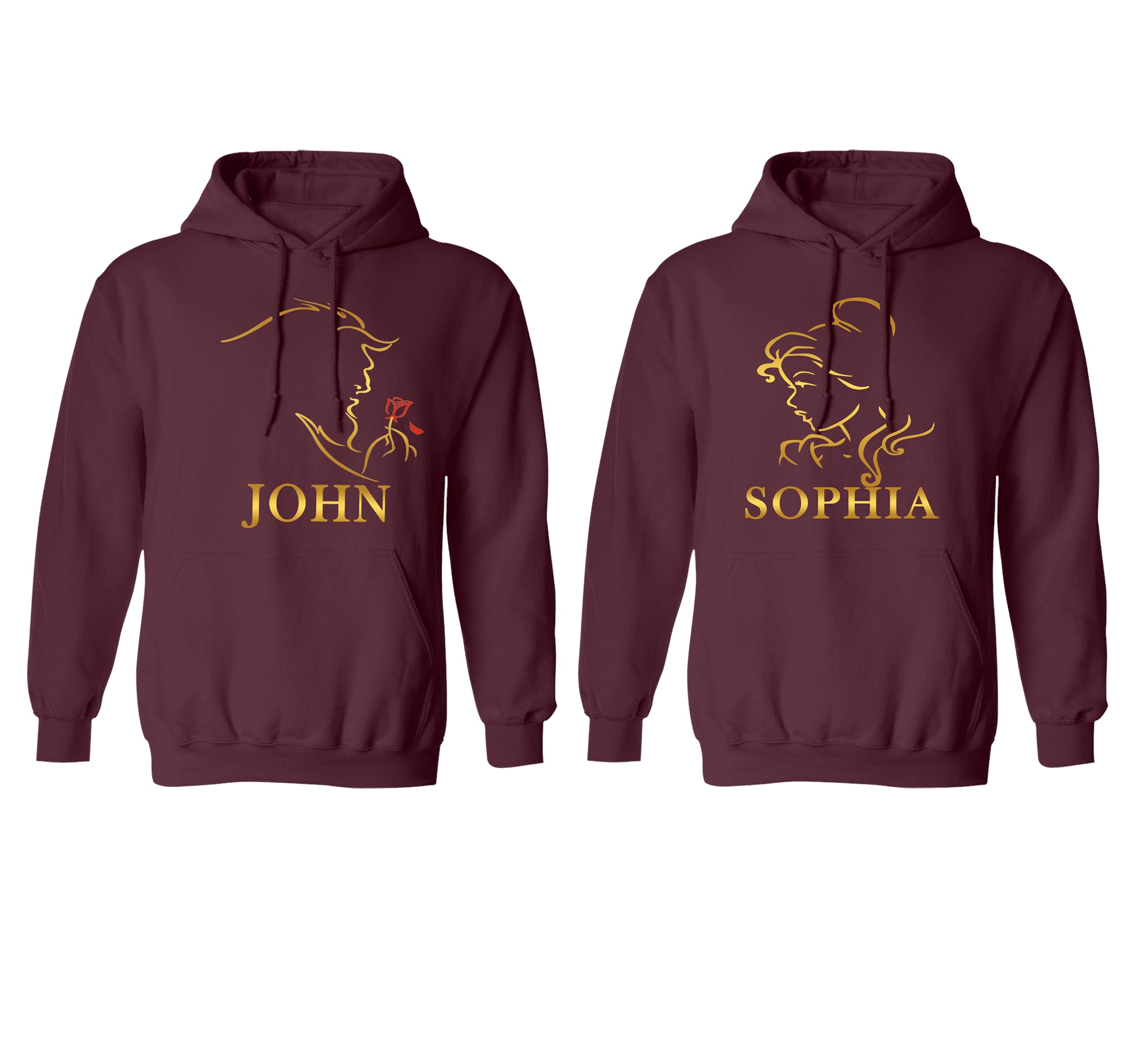 Custom Beauty Beast Design Personalized Name Hoodie - High Quality Pullover Sweatshirt for Men & Women - Perfect for Gifts, Streetwear, and Casual Outfits