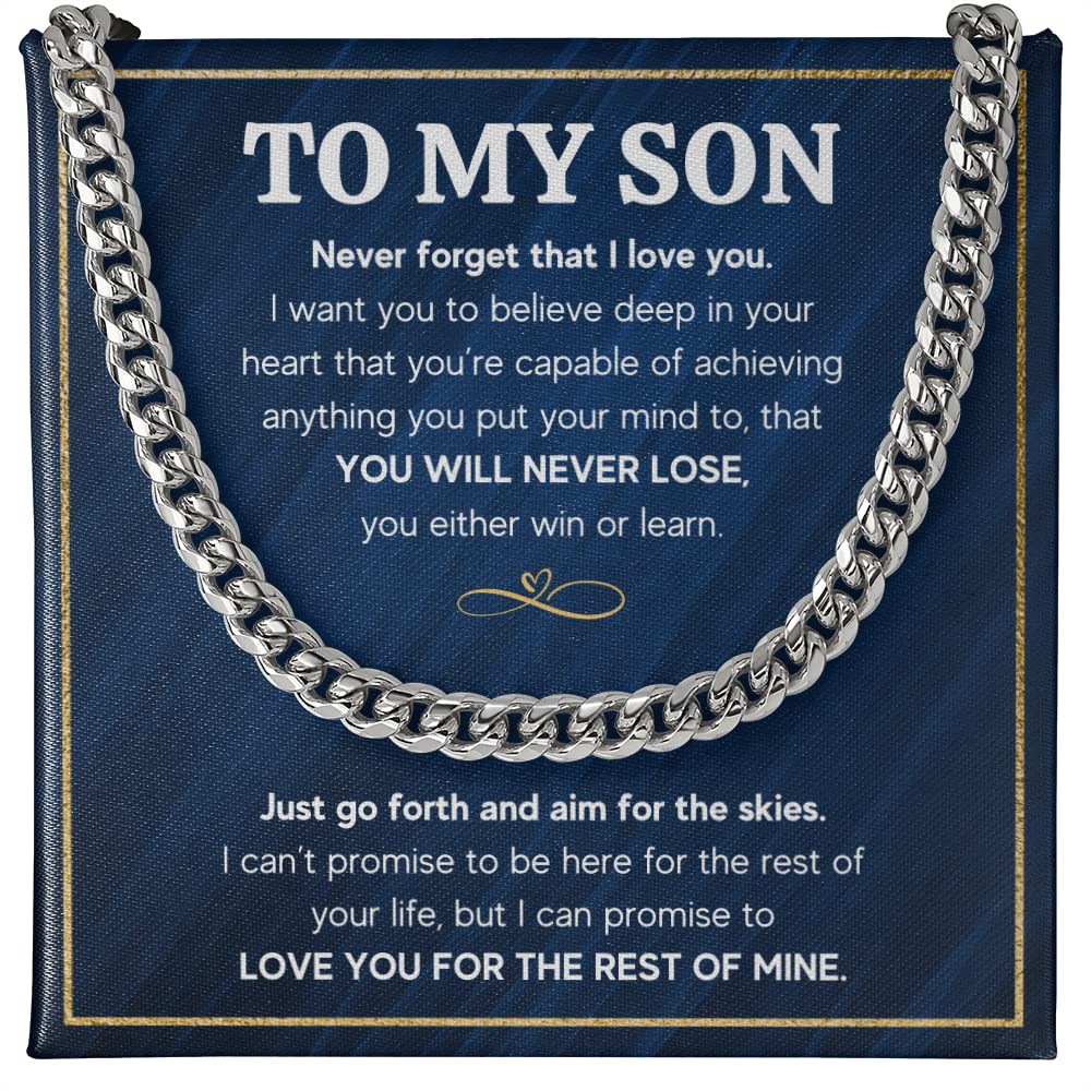 Mom to Son Necklace Gift - Cuban Link Chain for Graduation & Christmas