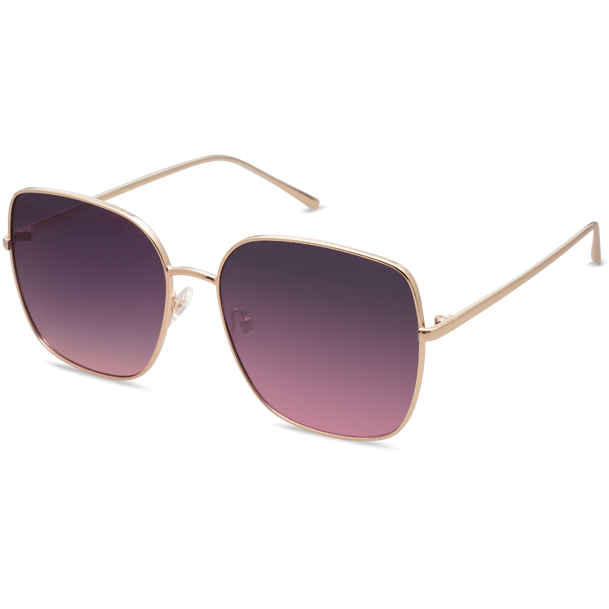 SOJOS SJ1146 Oversized Square Sunglasses for Women & Men - Retro Metal Frame, UV Protection, Flat Lens - Perfect for Driving, Beach, and Outdoor Activities