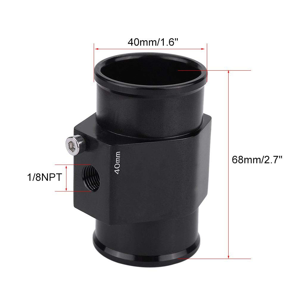 Black Aluminum Water Temperature Gauge with 40mm Hose Clamps - Universal Radiator Sensor Adapter for Car, Truck & Motorcycle Cooling System Monitoring