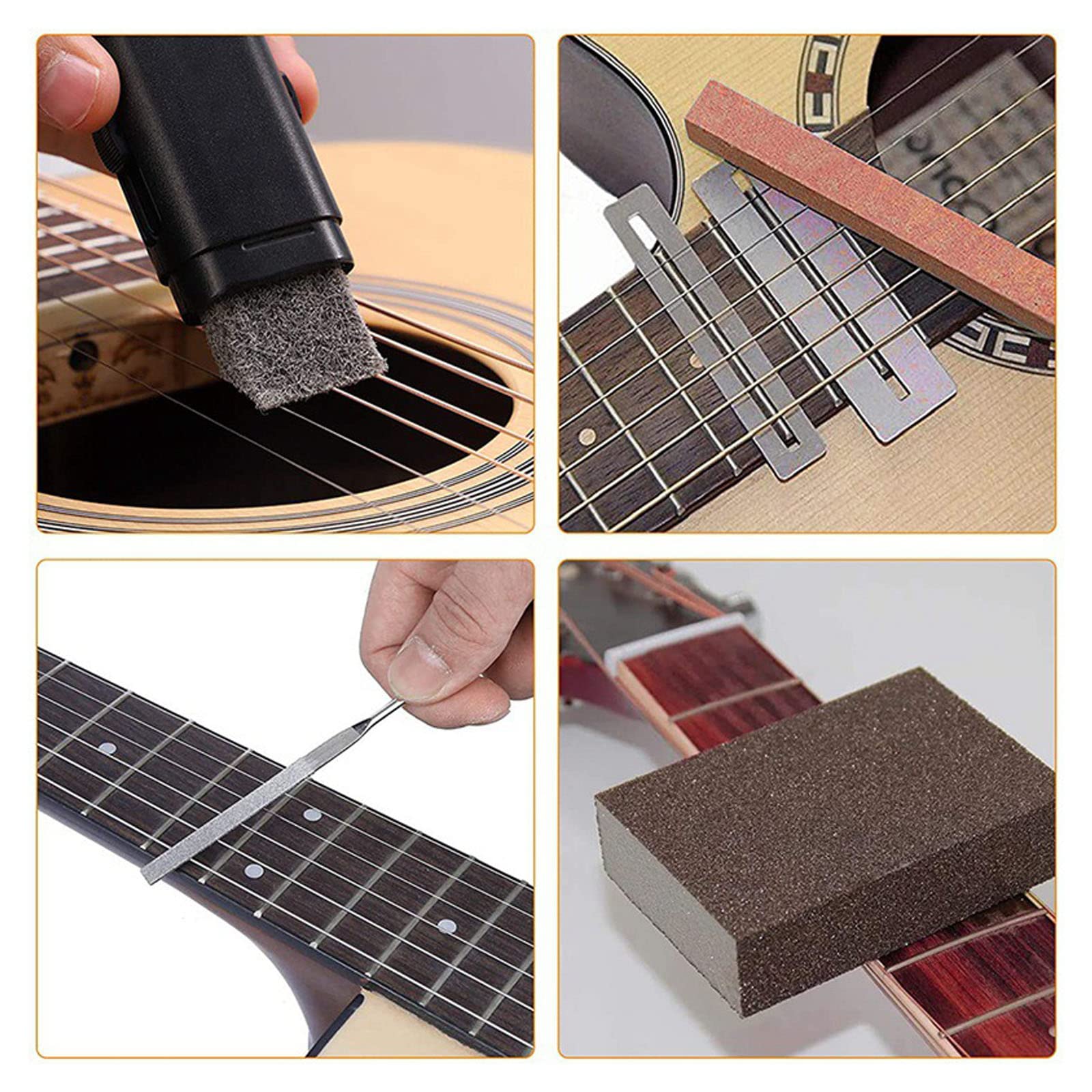 72PCS Professional Guitar Repair & Maintenance Tool Kit with Strings, Picks, Bridge Pins & Gauge - Complete Guitar Accessories Set for Acoustic, Electric Guitar, Ukulele, Bass & Banjo - Perfect for Musicians, DIY Repairs & Home Studio Use